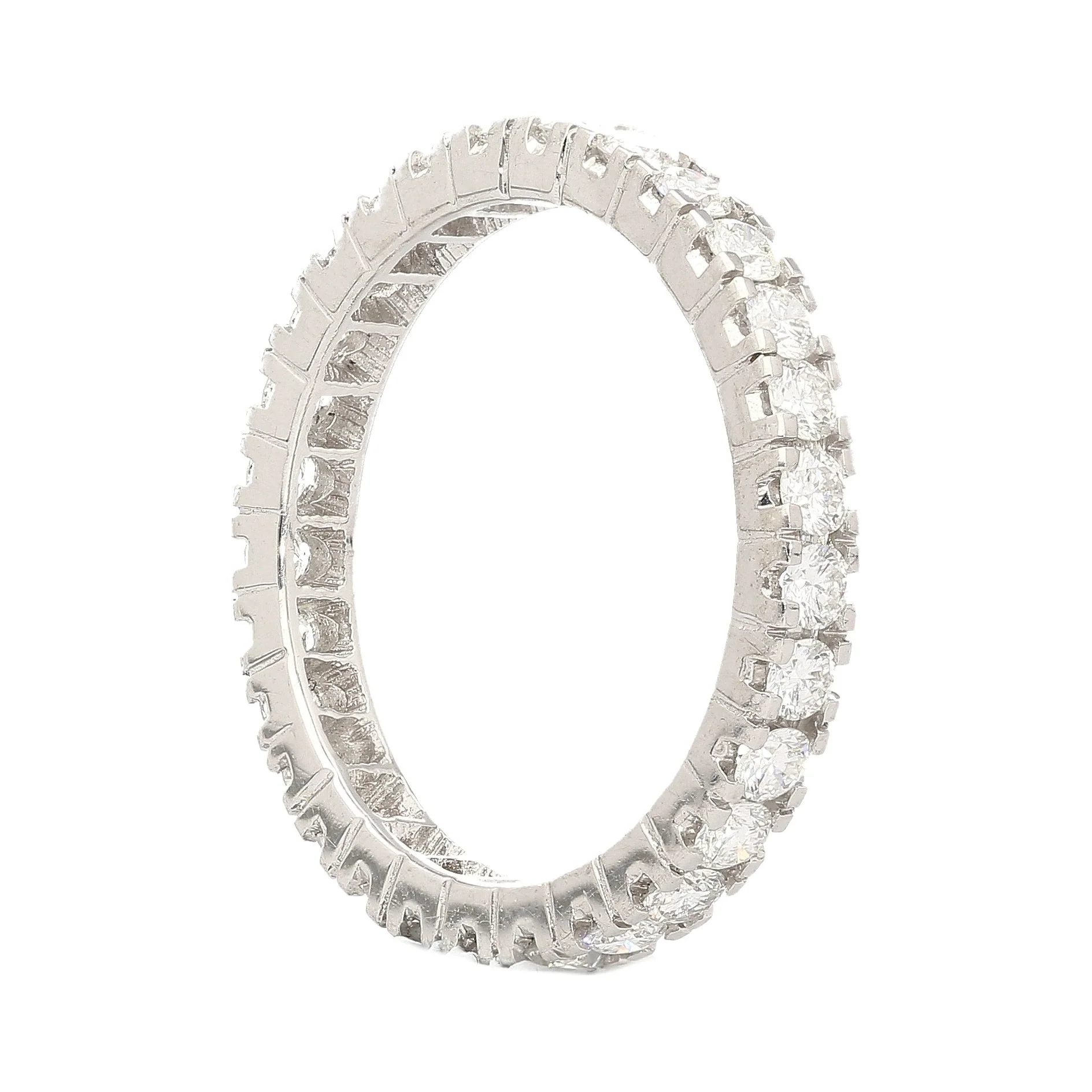 1.14 CTTW Natural Round Diamond Wedding Band Ring in 18K White Gold Size 7 - Image 5