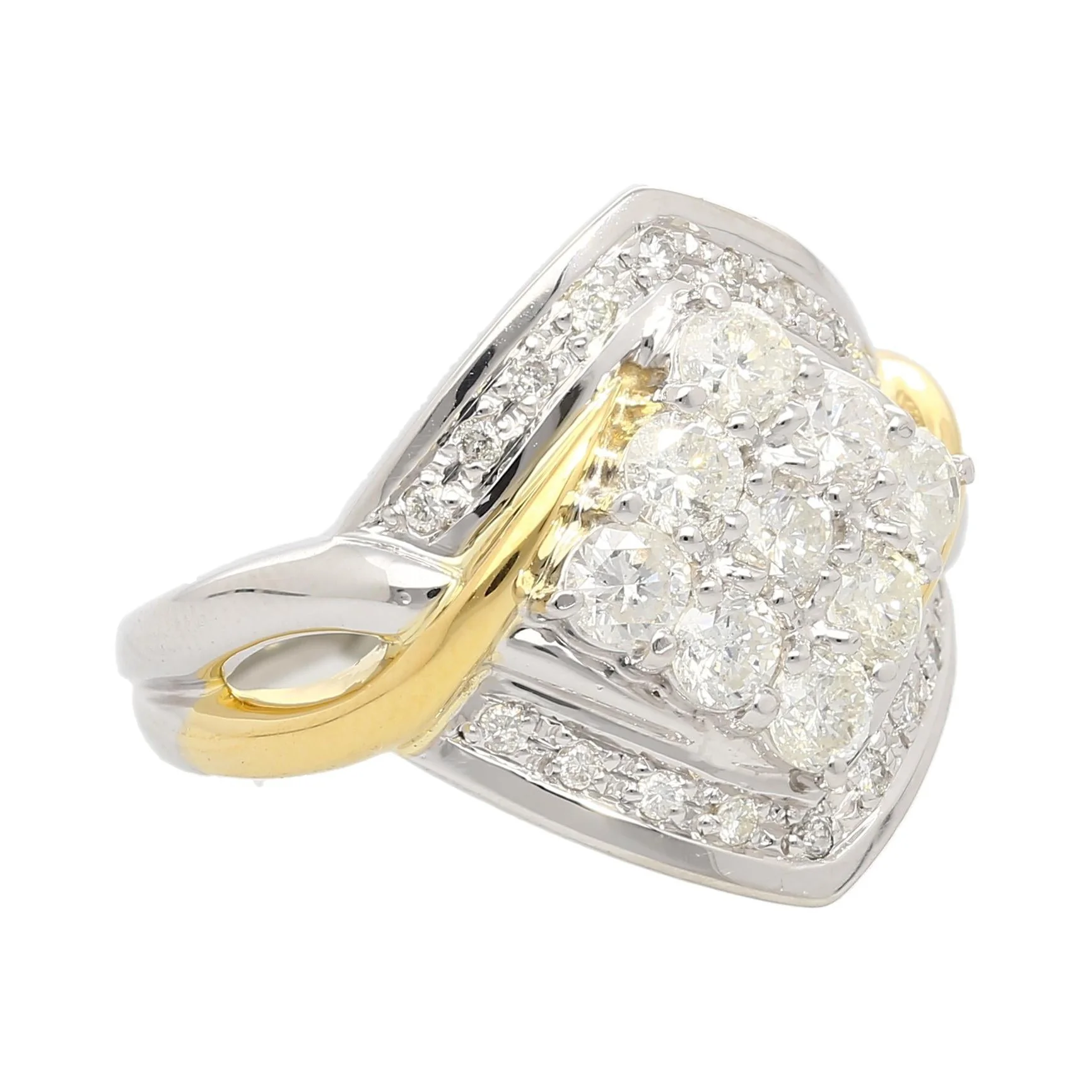 1.2 Carat Round-Cut Diamond Two-Tone Retro Cluster Ring - Image 6