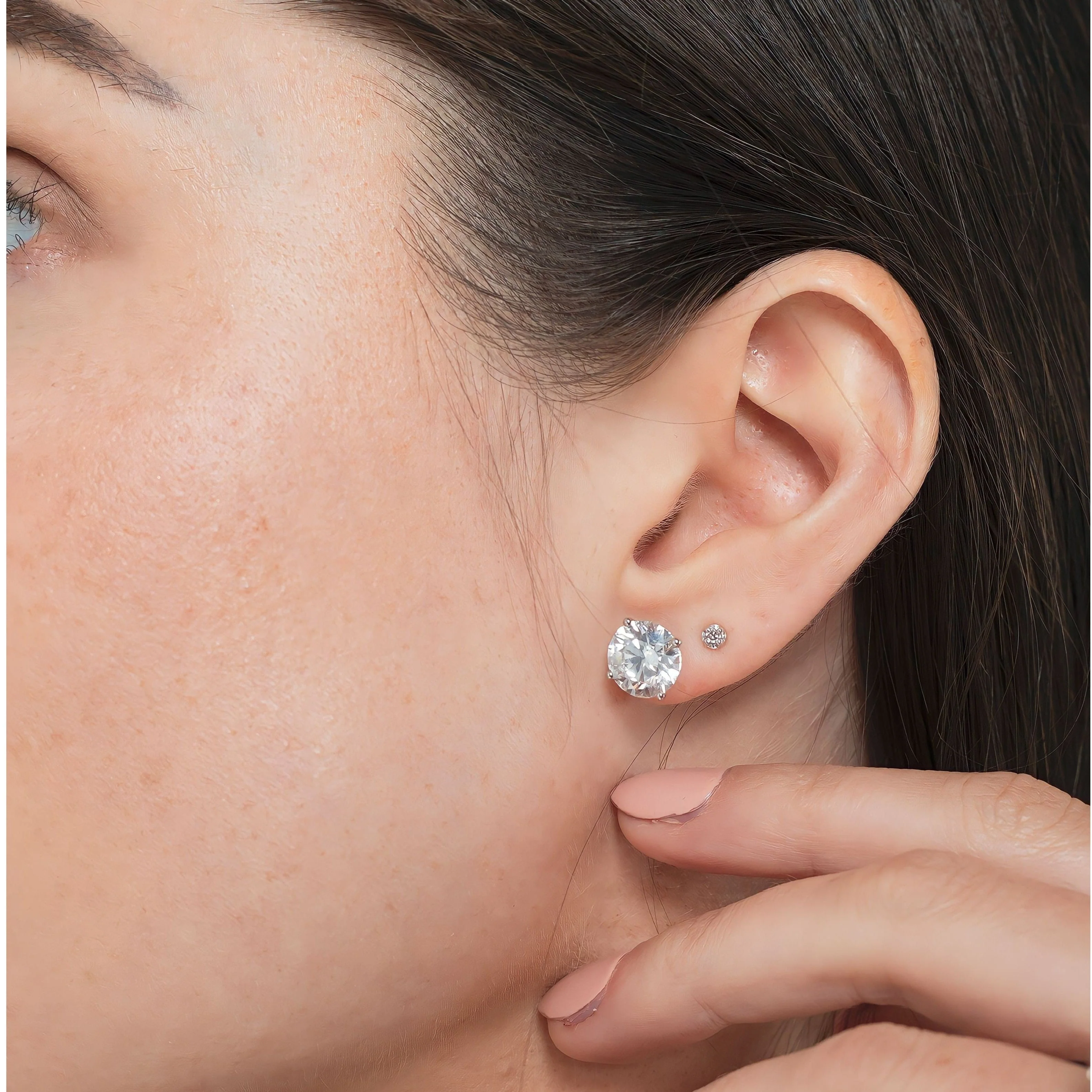 1-6 carat Martini 3-Prong Lab Grown Diamond Stud Earrings - Image 3
