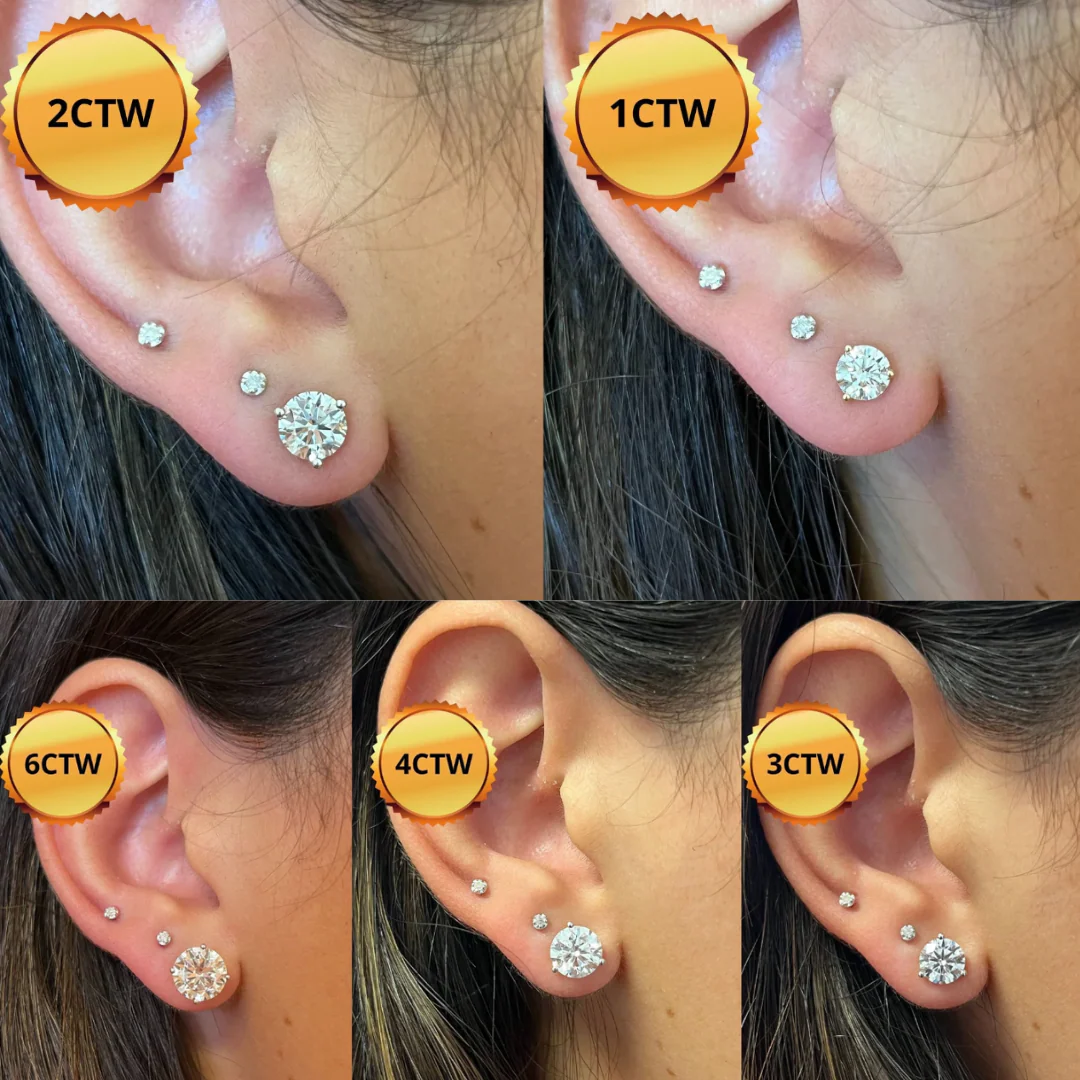 1-6 carat Martini 3-Prong Lab Grown Diamond Stud Earrings - Image 9