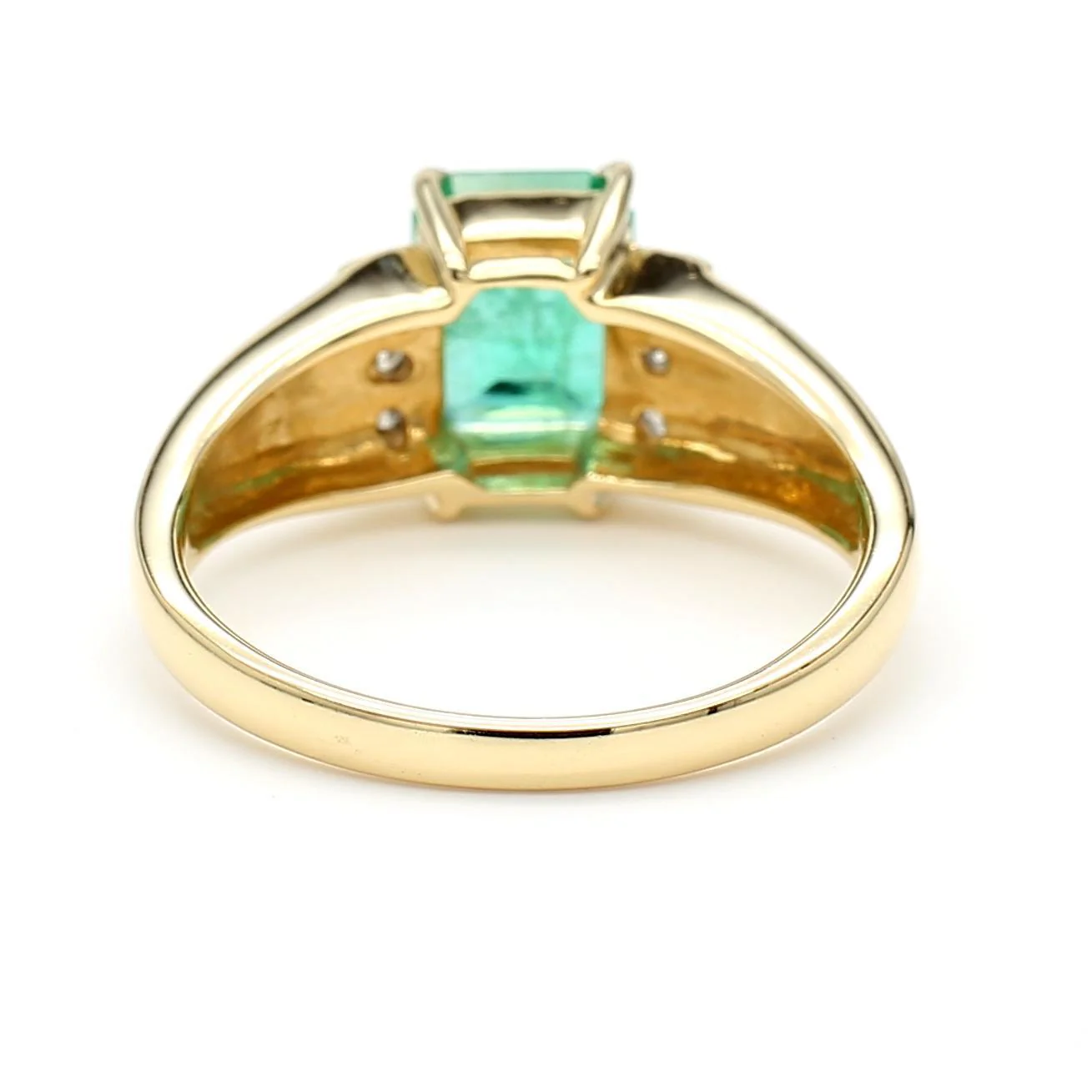 1.60 Carat Emerald & Diamond 14K Gold Classic Set Ring - Image 7