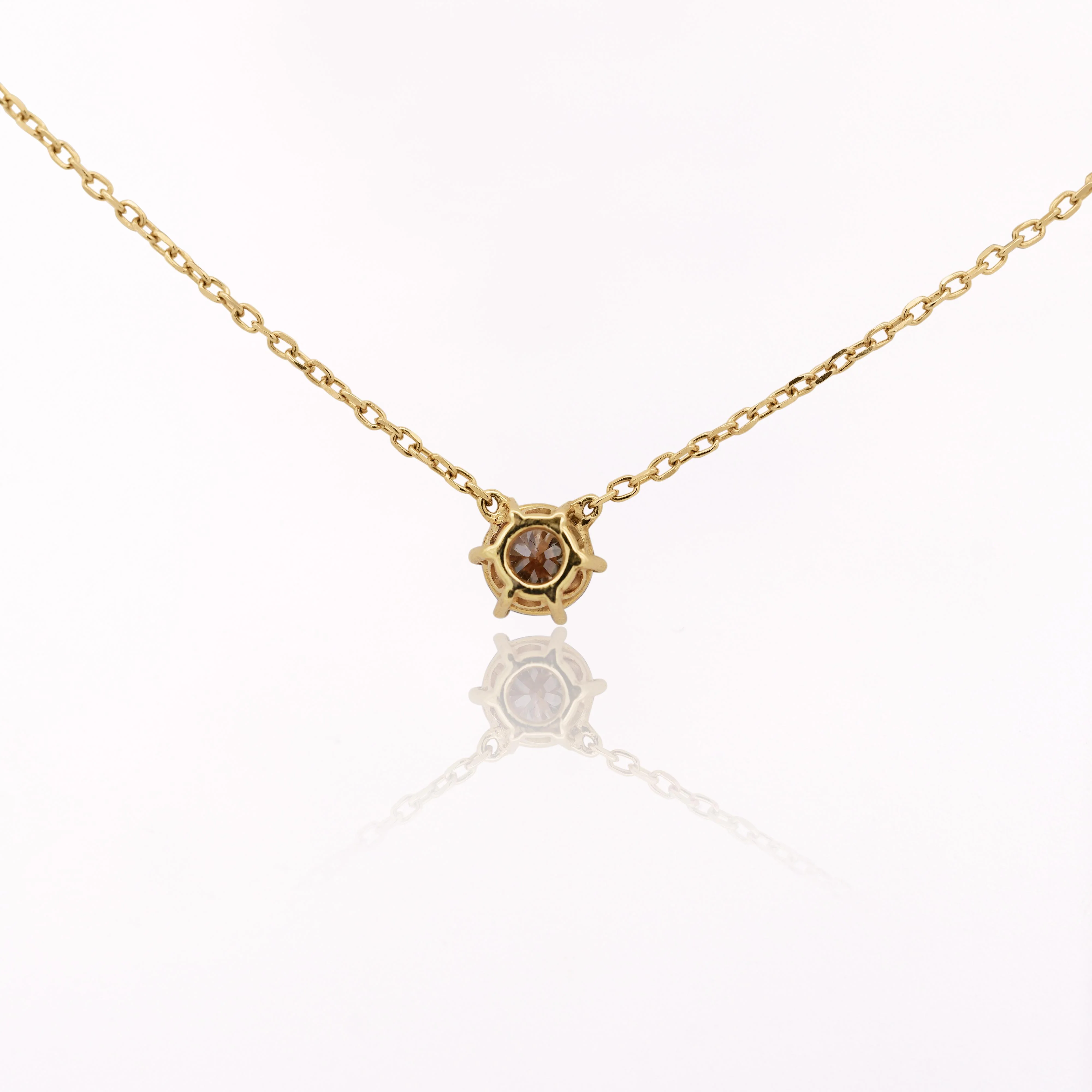 1 Carat Brown Diamond 18K Gold Solitaire Pendant Necklace - Image 5