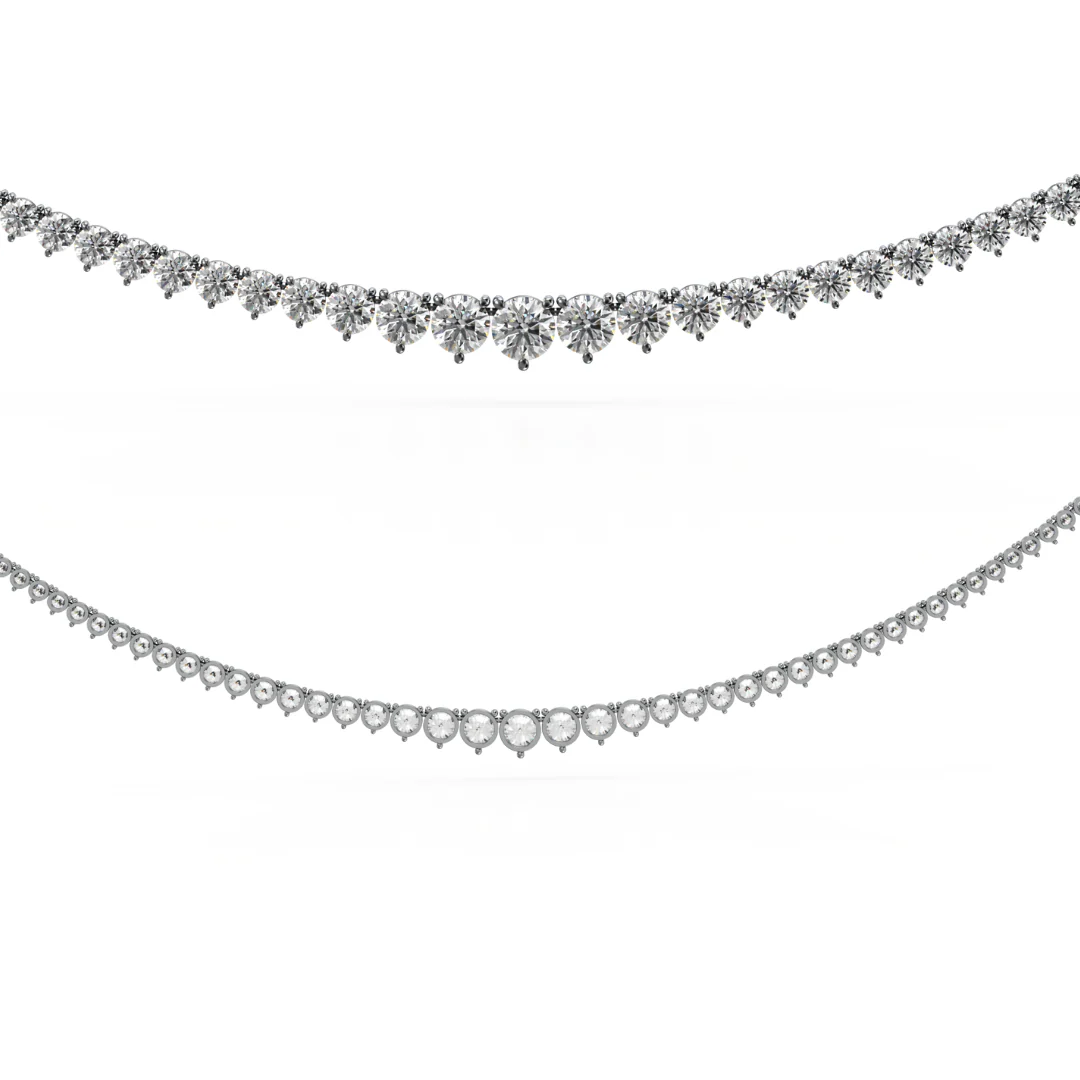 10-30 Carat Total Diamond 14K White Gold Graduating Riviera Tennis Necklace - Image 13