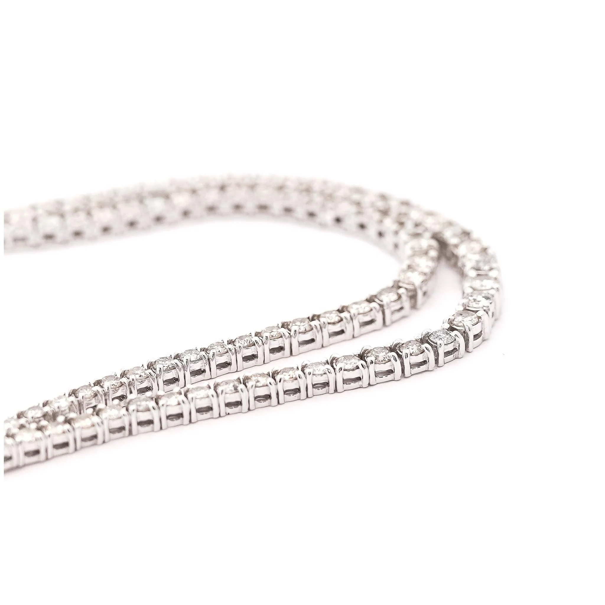 10 Carat Natural Diamond Two Strand Riviera Graduated Tennis Necklace Platinum - Image 4