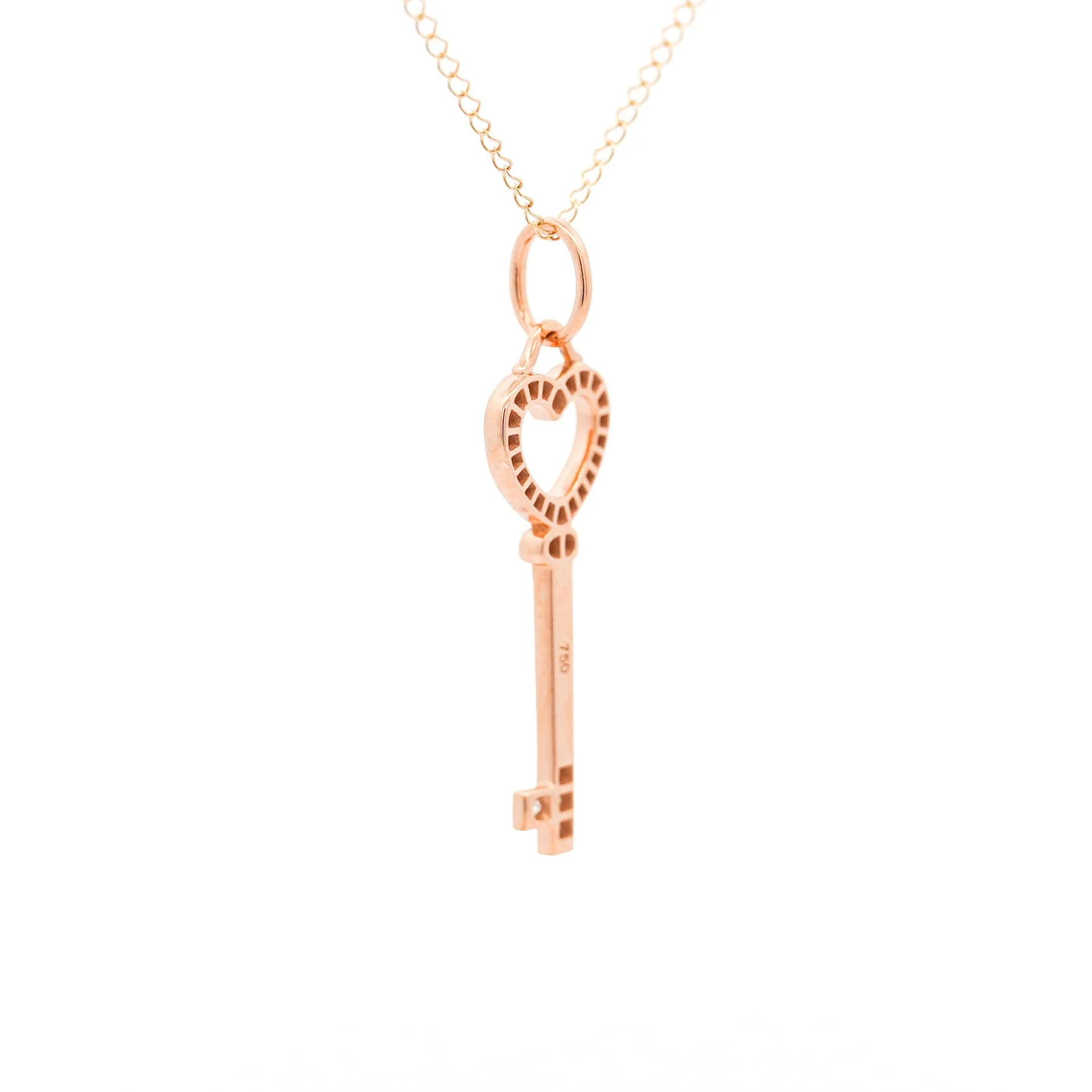 14K White Gold Natural Diamond Key To My Heart Pendant Necklace - Image 3