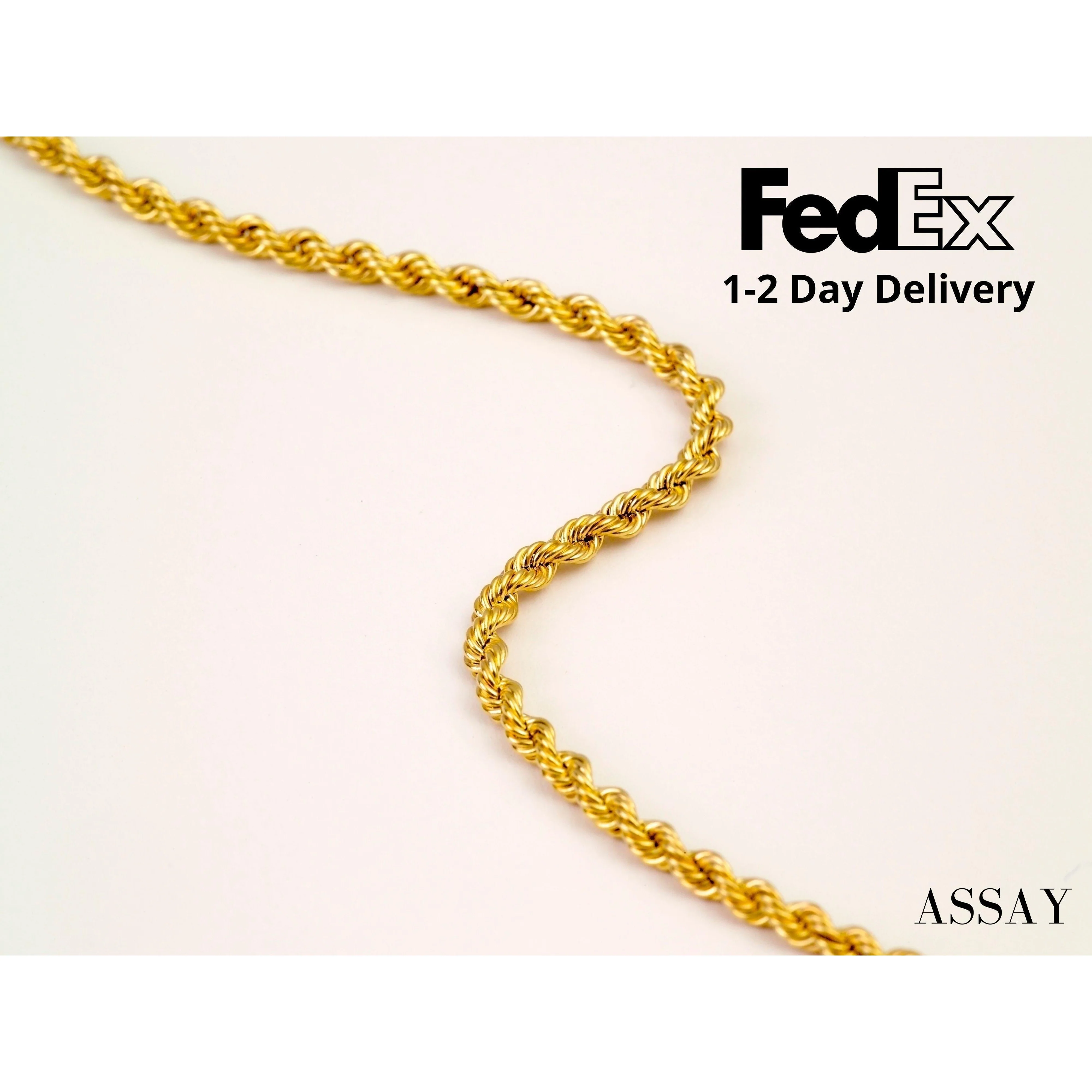 14k Solid Yellow Gold Rope Chain 18 inch/20 inch 3mm thick gold necklace - Image 3