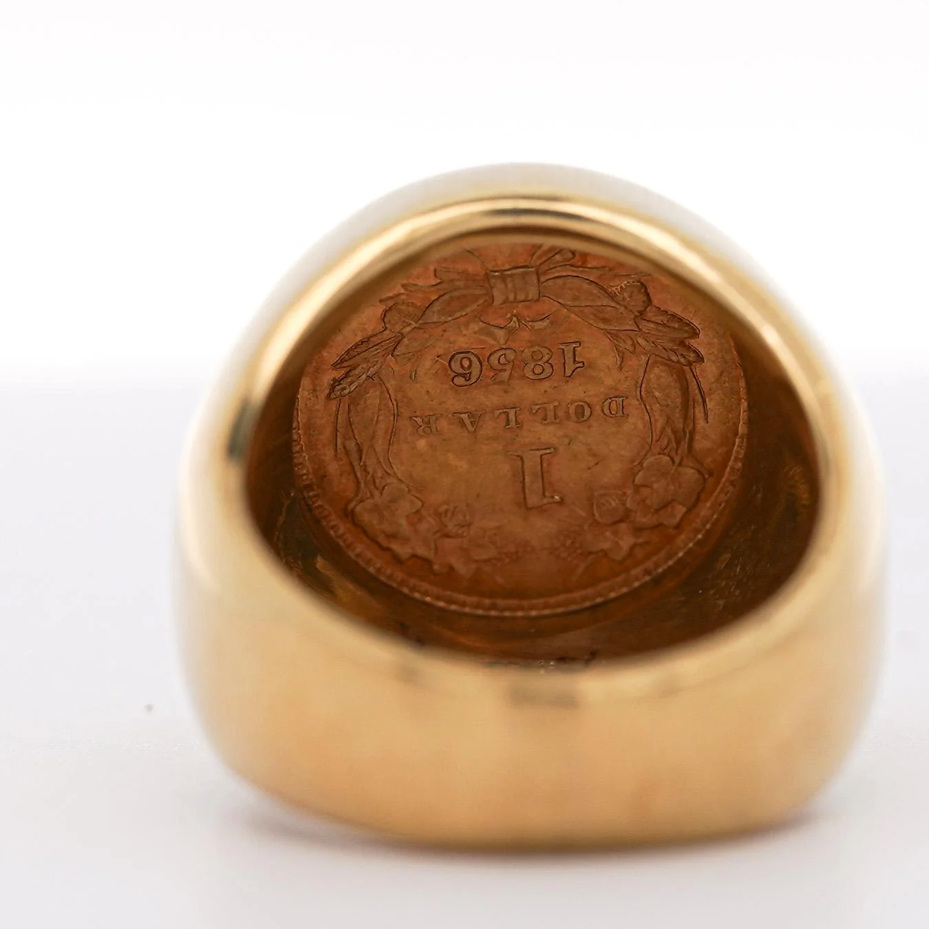 1856 Lady Liberty 1 Dollar Coin in 10K Gold Bezel Unisex Signet Ring - Image 8