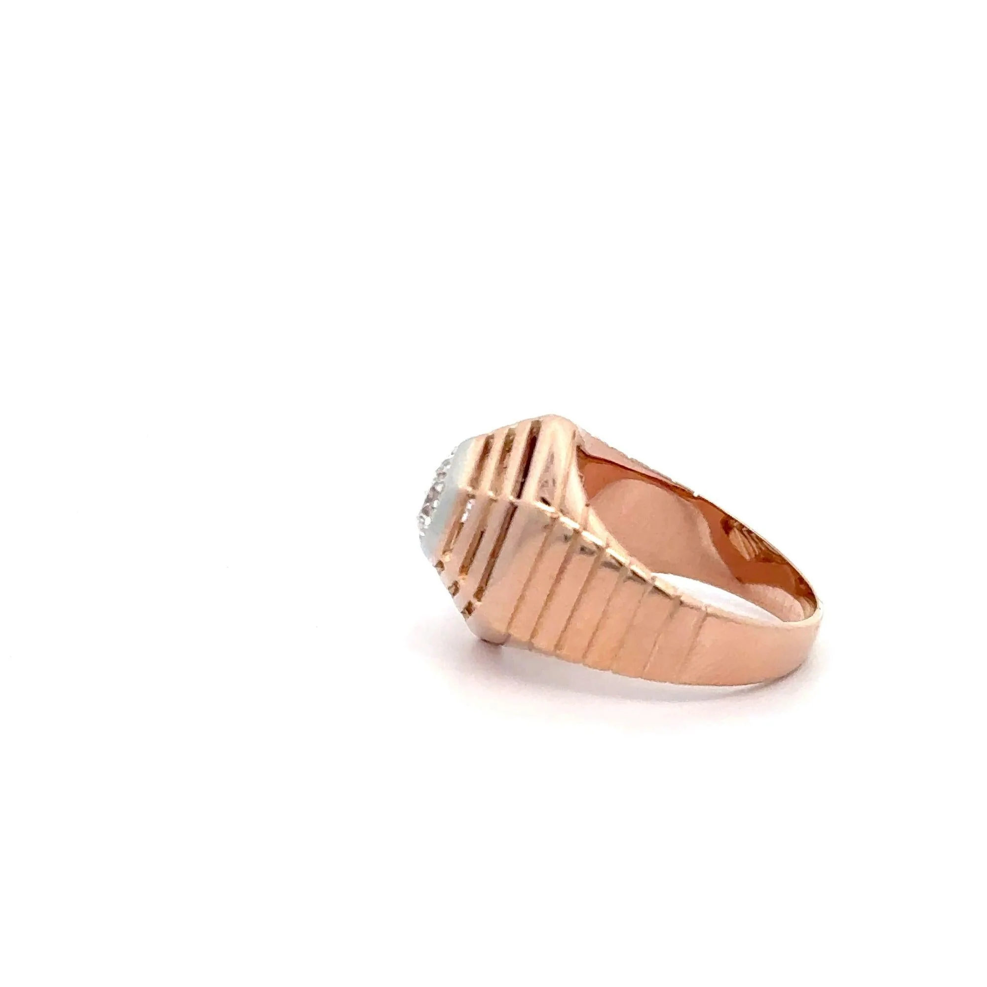 18K Rose Gold Hexagonal Shape Mesh Finish Ring, Bracelet, Pendant Set - Image 9