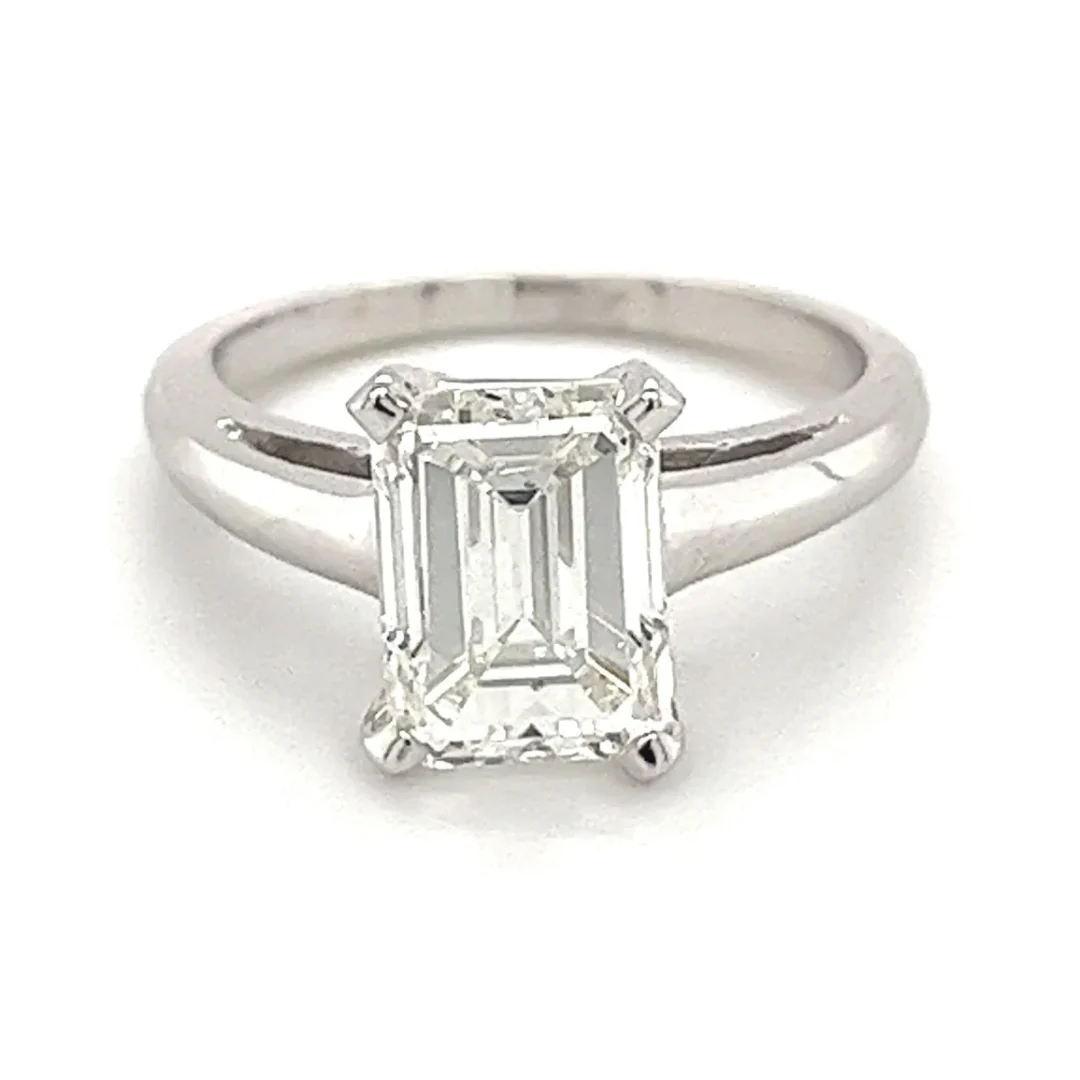 2.12 Carat H/VS2 Emerald Cut CVD Lab Diamond Ring in 14K White Gold