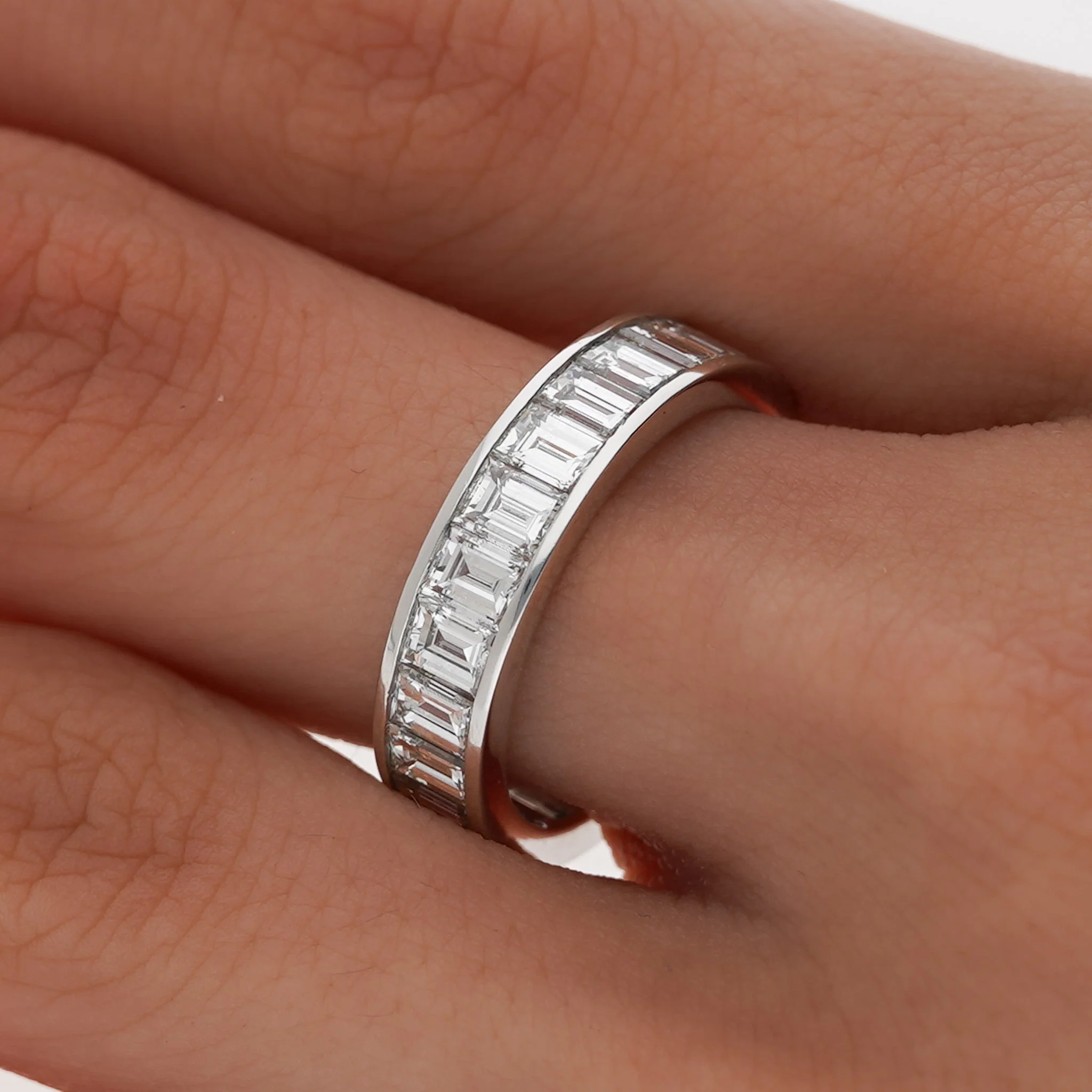 Assay Channel Emerald Cut Diamond Eternity Band Ring 14K White Gold - Image 2