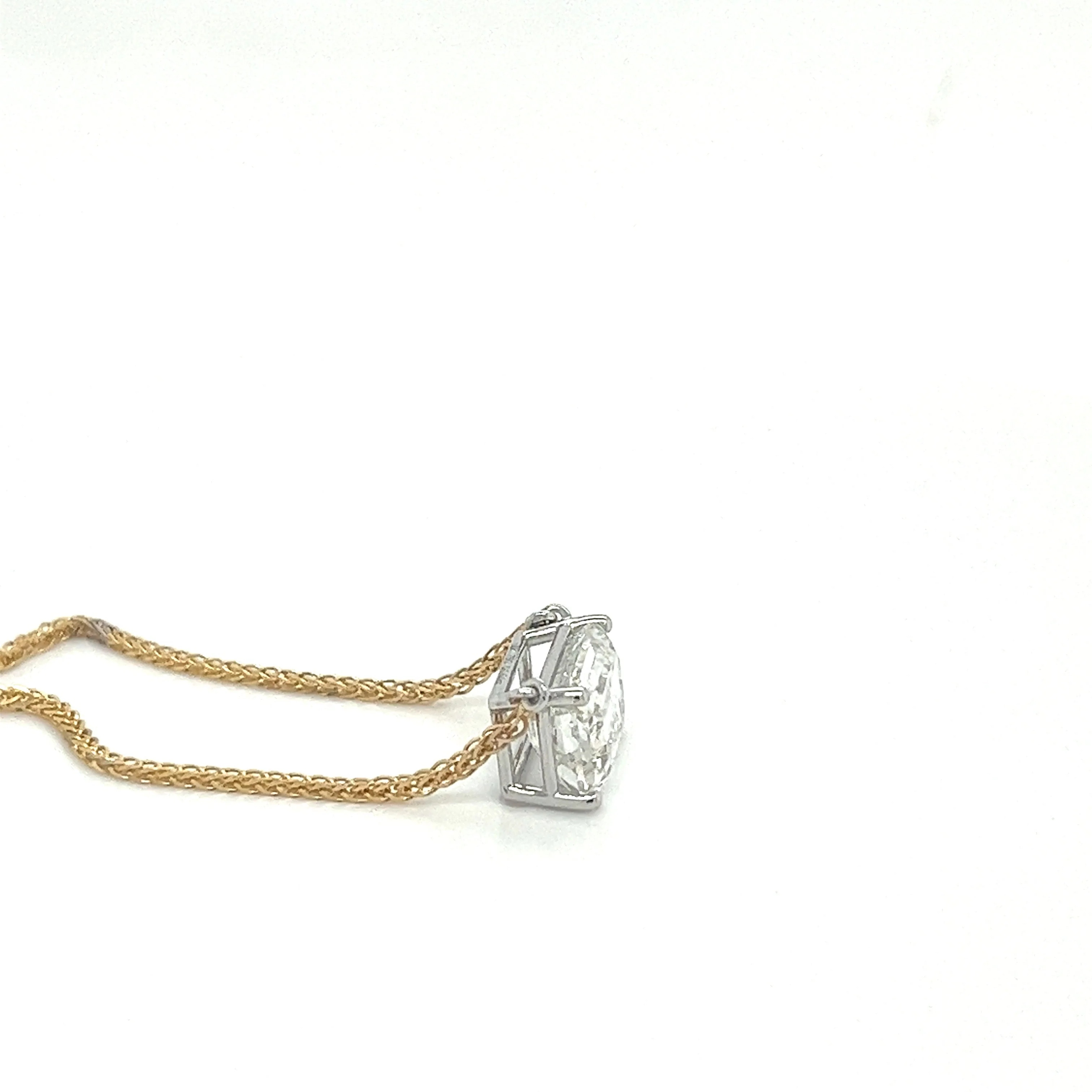 2 Carat Emerald Cut Lab Grown Diamond Connected Floating Necklace in 18K Yellow & White Gold 2-Tone Setting - Image 5
