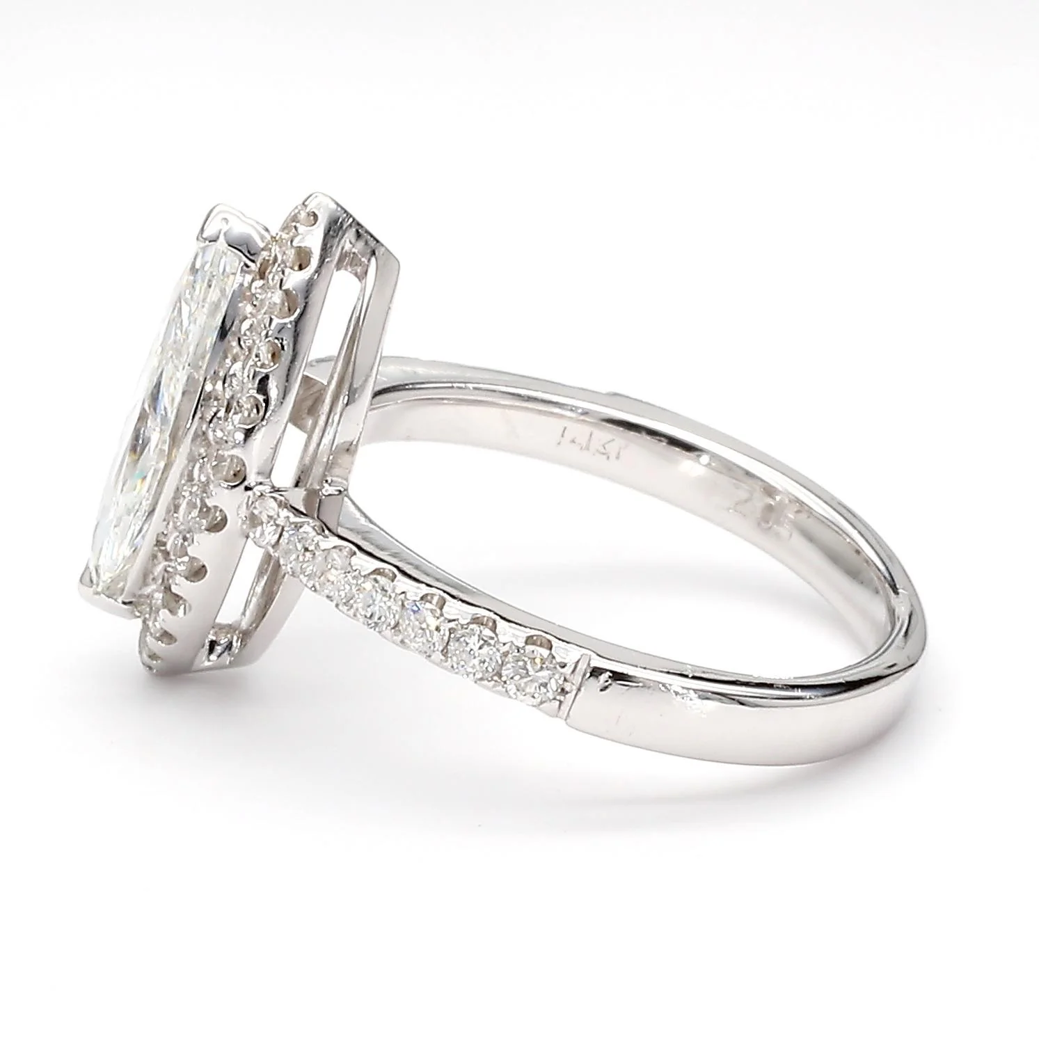 2 Carat Marquise Diamond H Color SI1 Pave Halo 14K White Gold Engagement Ring - Image 7