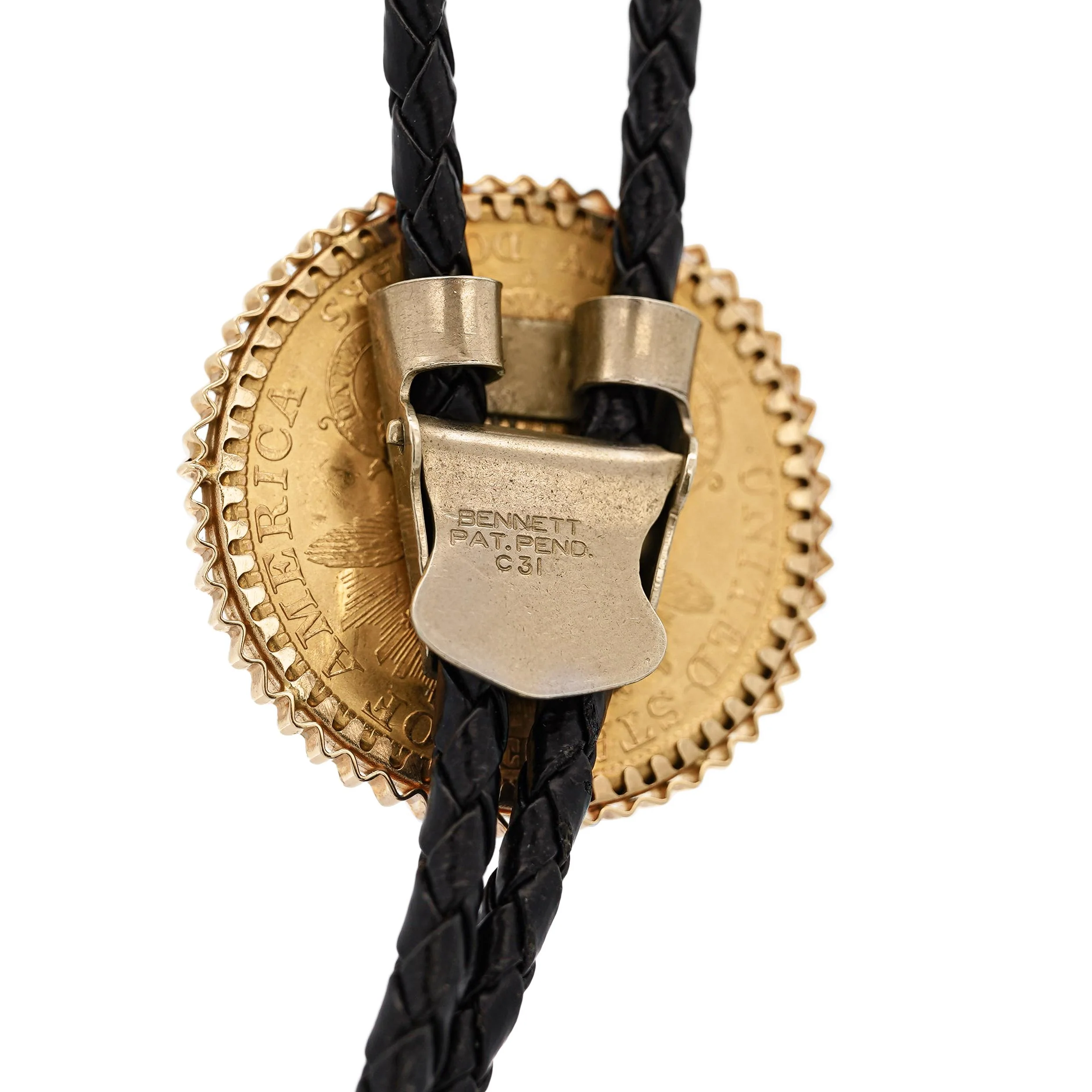 20 Dollar Lady Liberty 24k Gold Coin Alaskan Bolo Tie with Gold Nugget Tips - Image 5