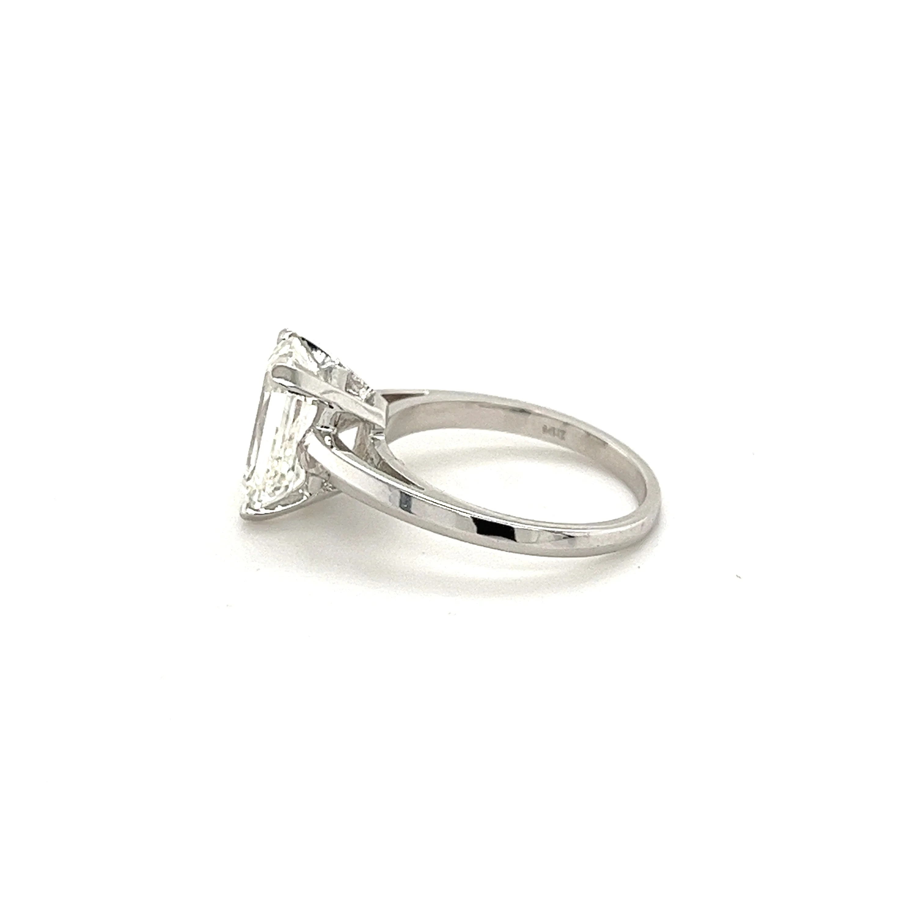 3.07 Carat Emerald Cut Lab Grown Diamond Ring in 14k White Gold Cathedral Setting - Image 4