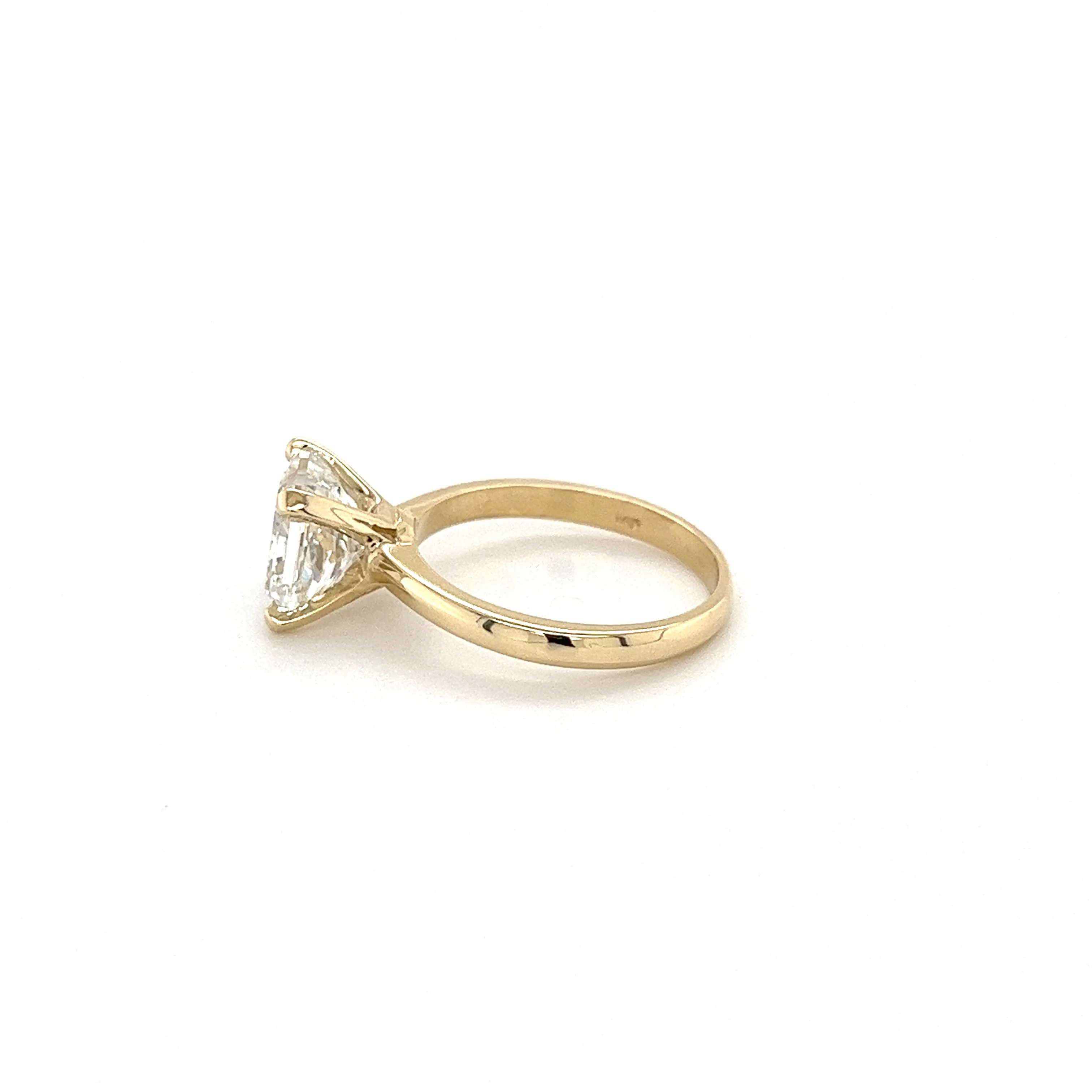 3.12 Carat Cushion Cut Lab Grown Diamond in 14k Gold Solitaire Engagement Ring - Image 4
