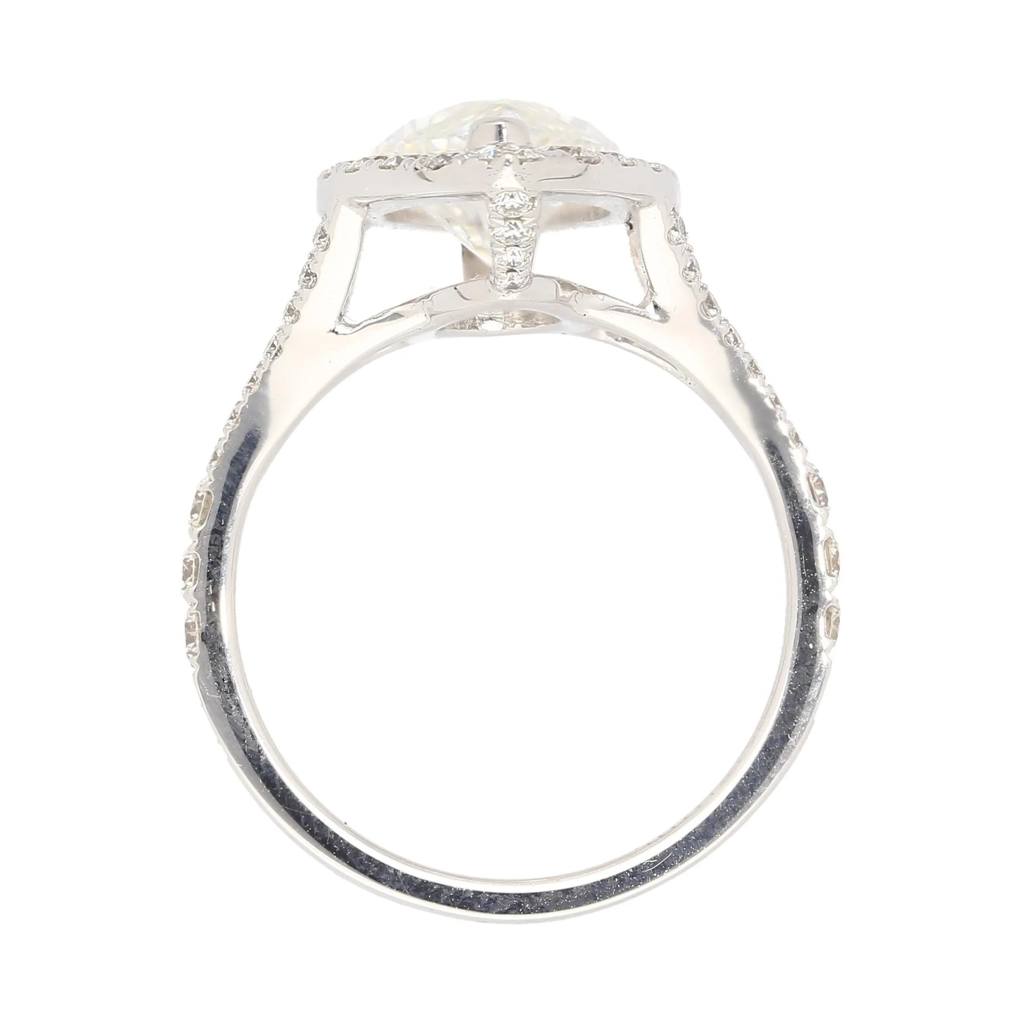 GIA Certified 3.22 Carat Marquise Cut G/VS1 Halo Engagement 18K Ring - Image 7
