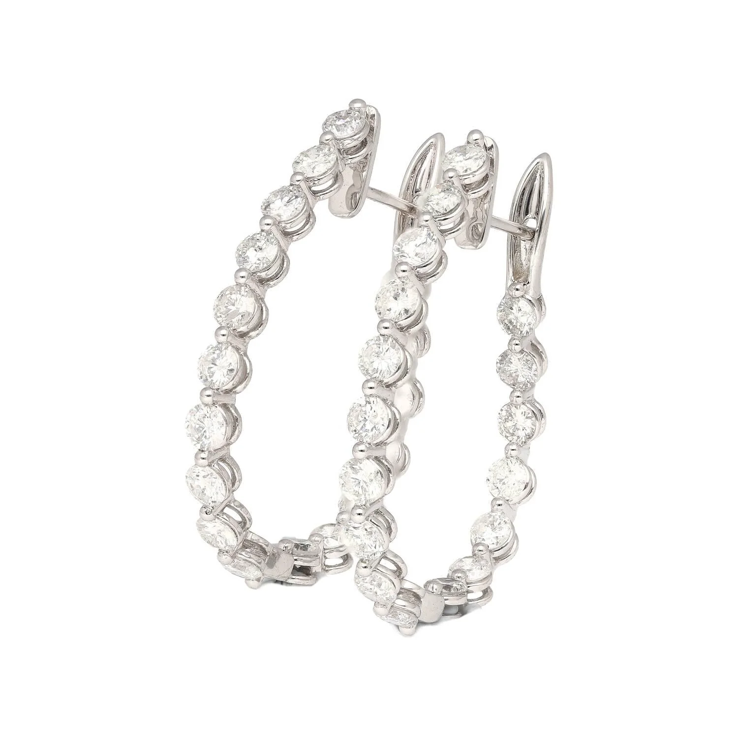 3.72 Carat Diamond Full Eternity Hoop Earrings in 18k White Gold - Image 5