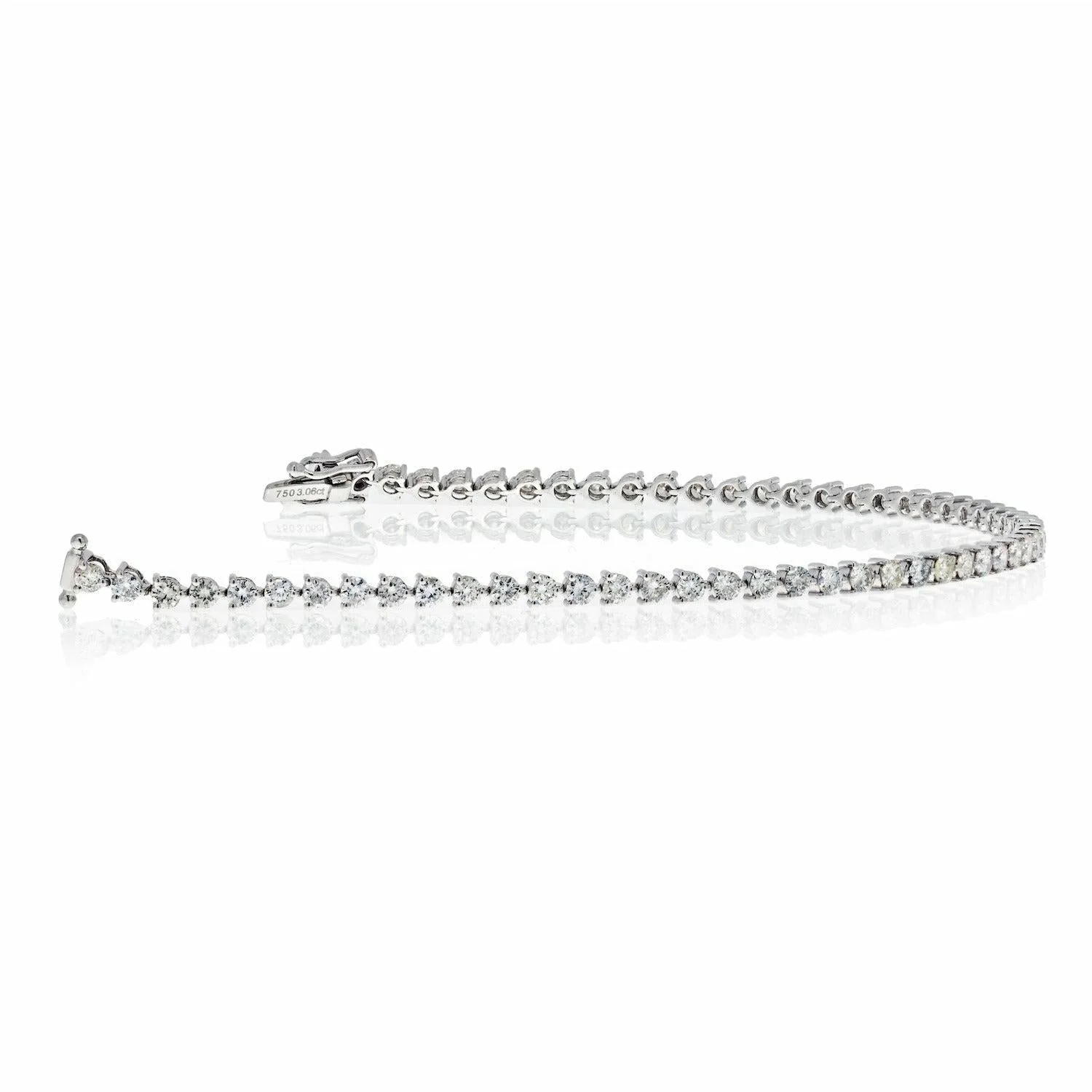 3 Carat Natural Diamond Tennis Ball Bracelet in 18k Solid White Gold - Image 2