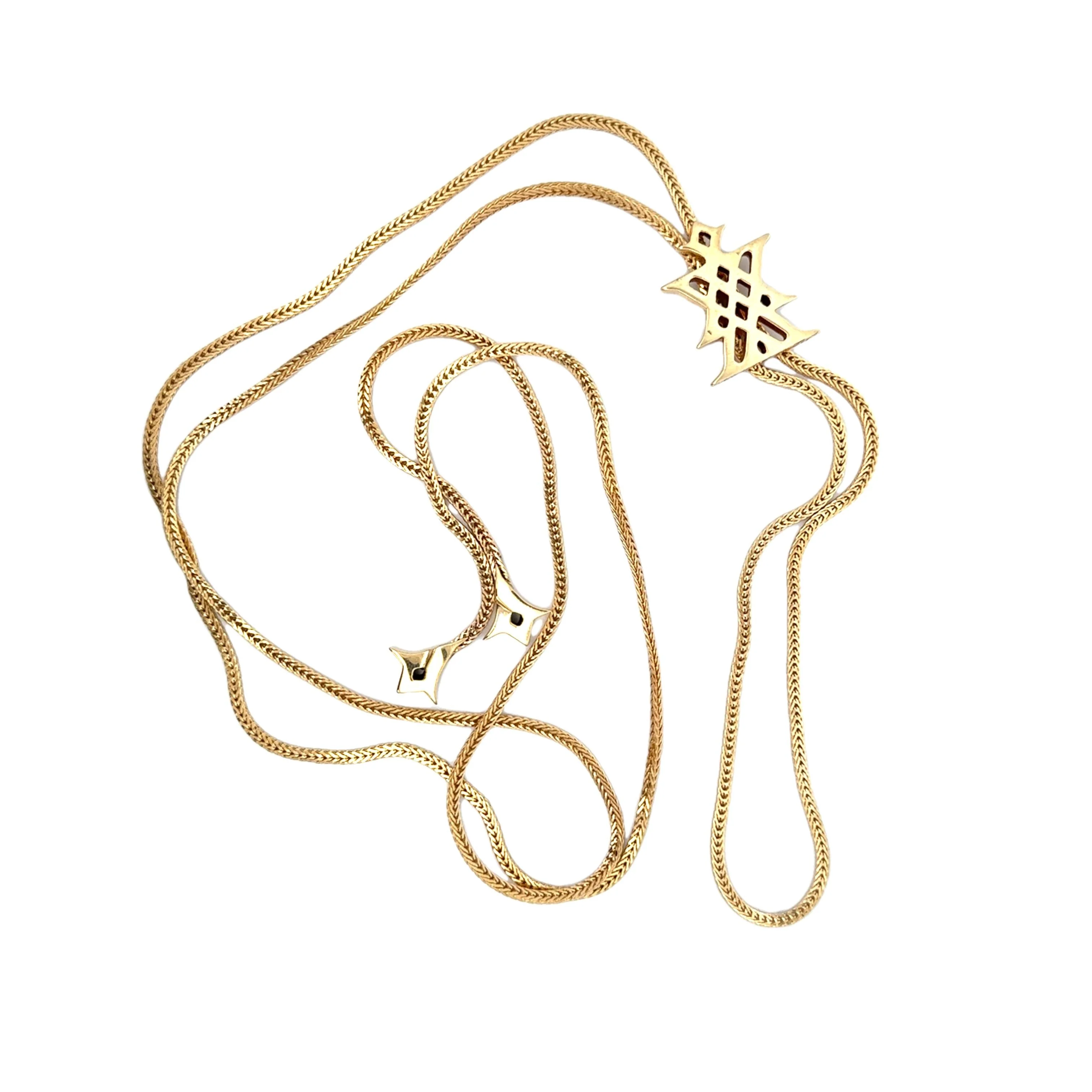 34.7 Grams Intricate Mignot Faget Solid Gold Bolo Tie Franco Chain Necklace - Image 2