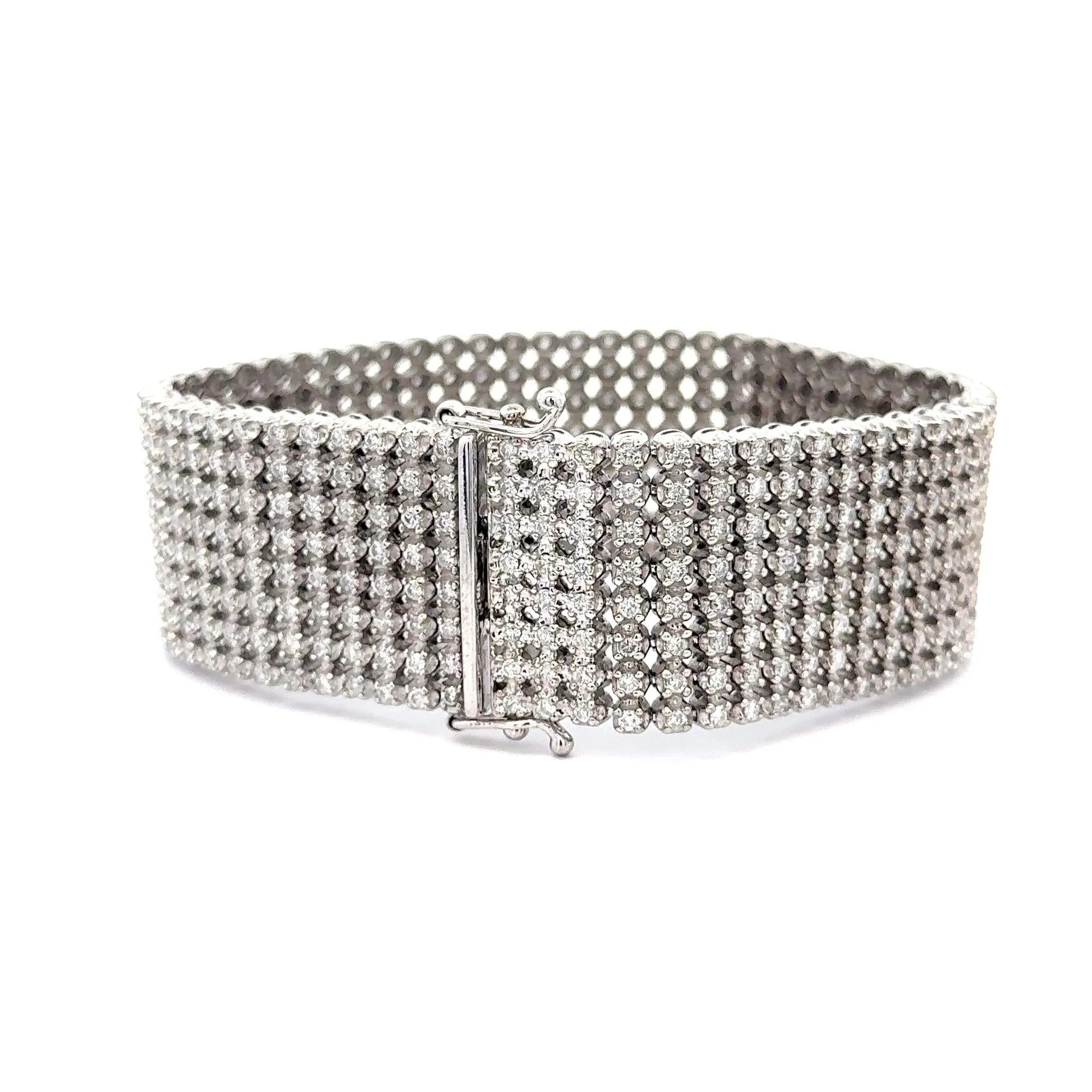 36 Carat Round Diamond 10K White Gold 8-Row Oversized Tennis Bracelet - Image 7