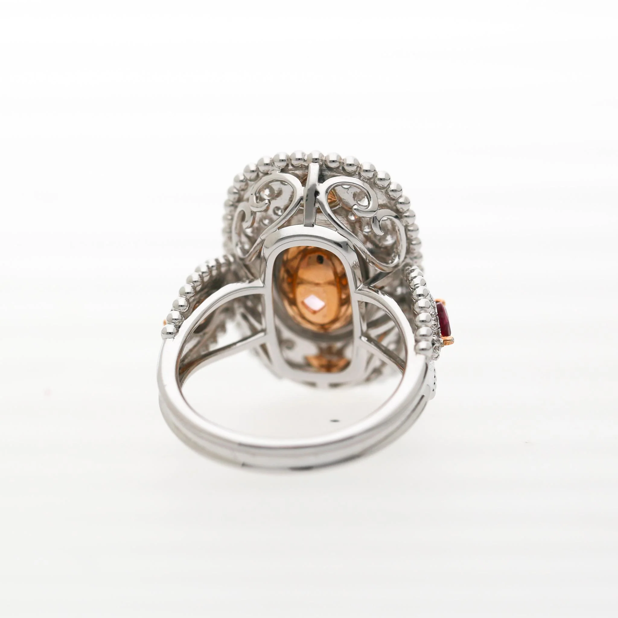 4.05 Carat Padparadscha Sapphire No Heat Sri Lanka With Ruby and Diamond Ring - Image 5