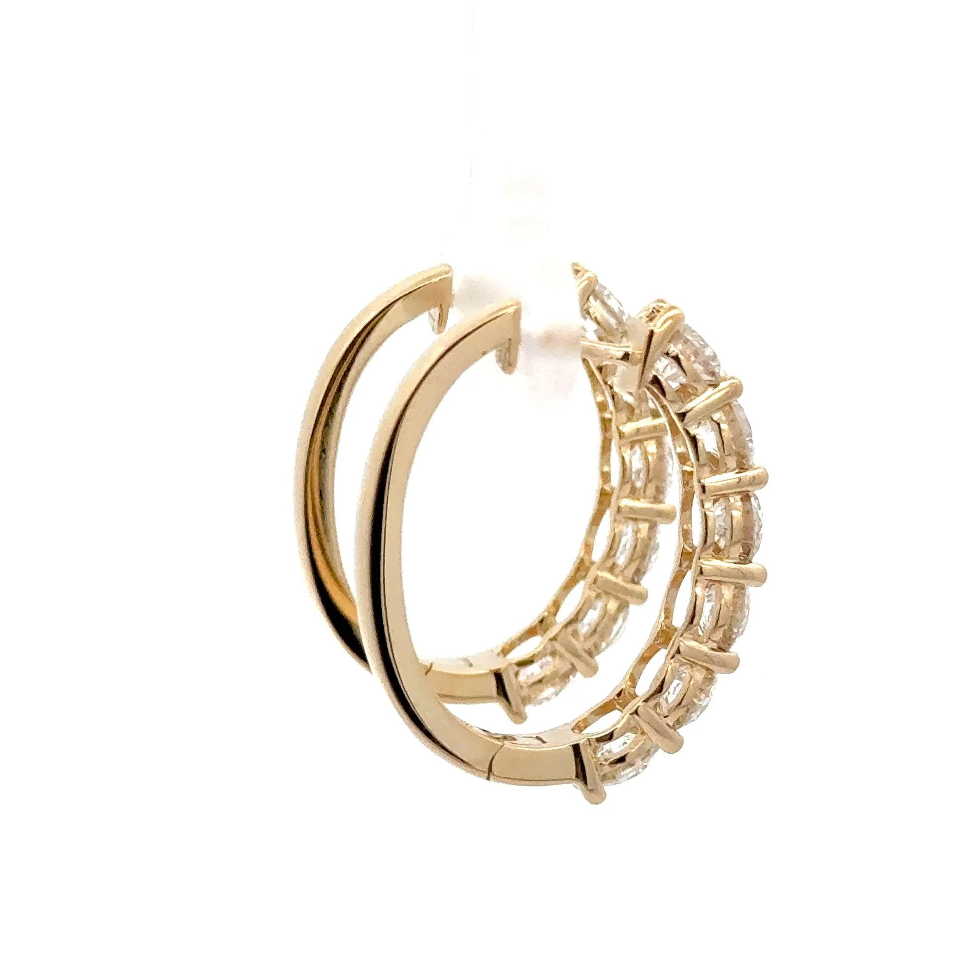 4.10 Carat Round Cut Lab Grown Diamond in 14K Yellow Gold Clip-On Hoop Earring - Image 5