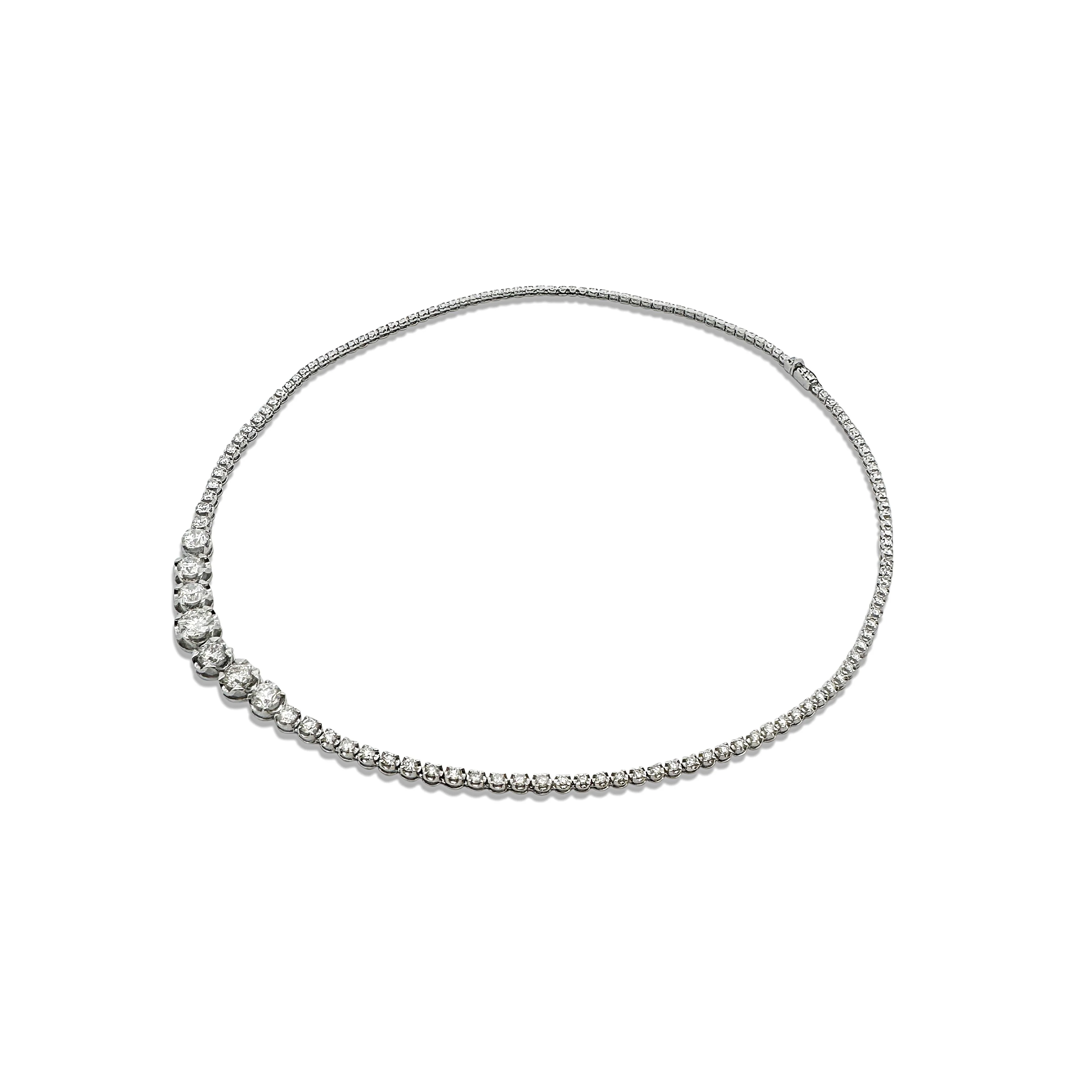 5.5 Carat Diamond White Gold Graduated Riviera Cupcake Tennis Necklace - Image 9