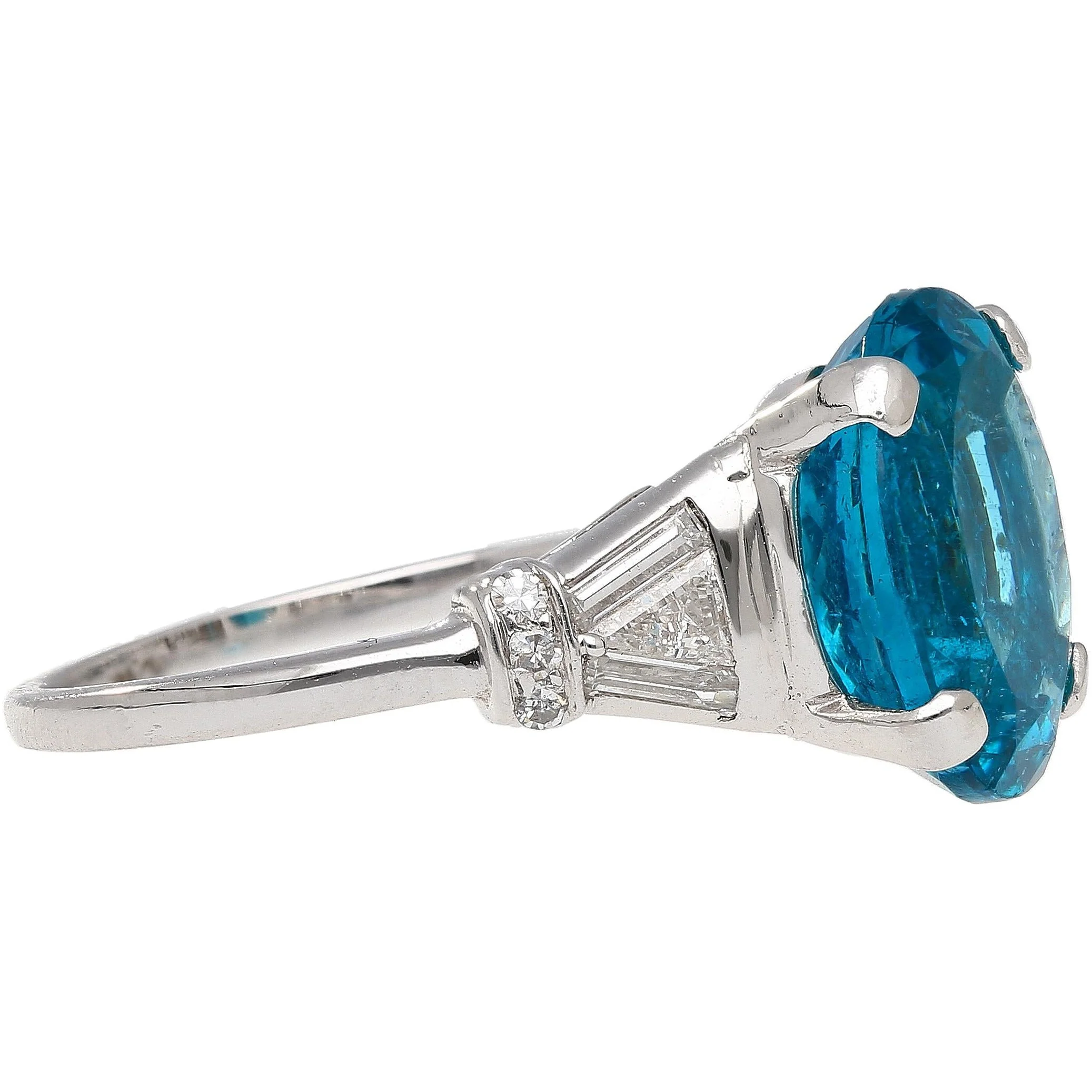 5.87 Carat Apatite and Diamond Platinum Cocktail Ring - Image 6