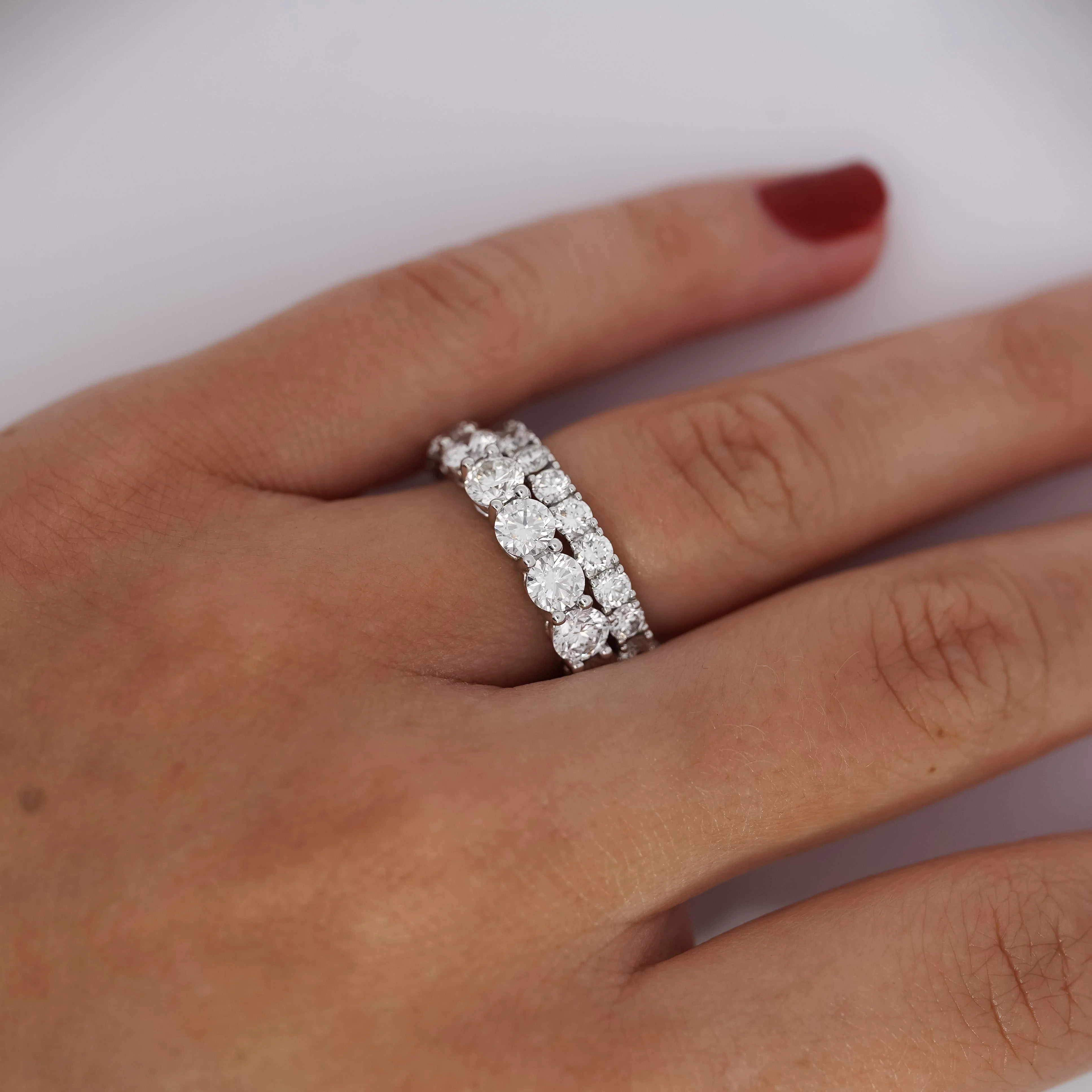 5 Carat Round Lab Grown Diamond Band Ring 14K White Gold 4-Prong Size 7 - Image 2