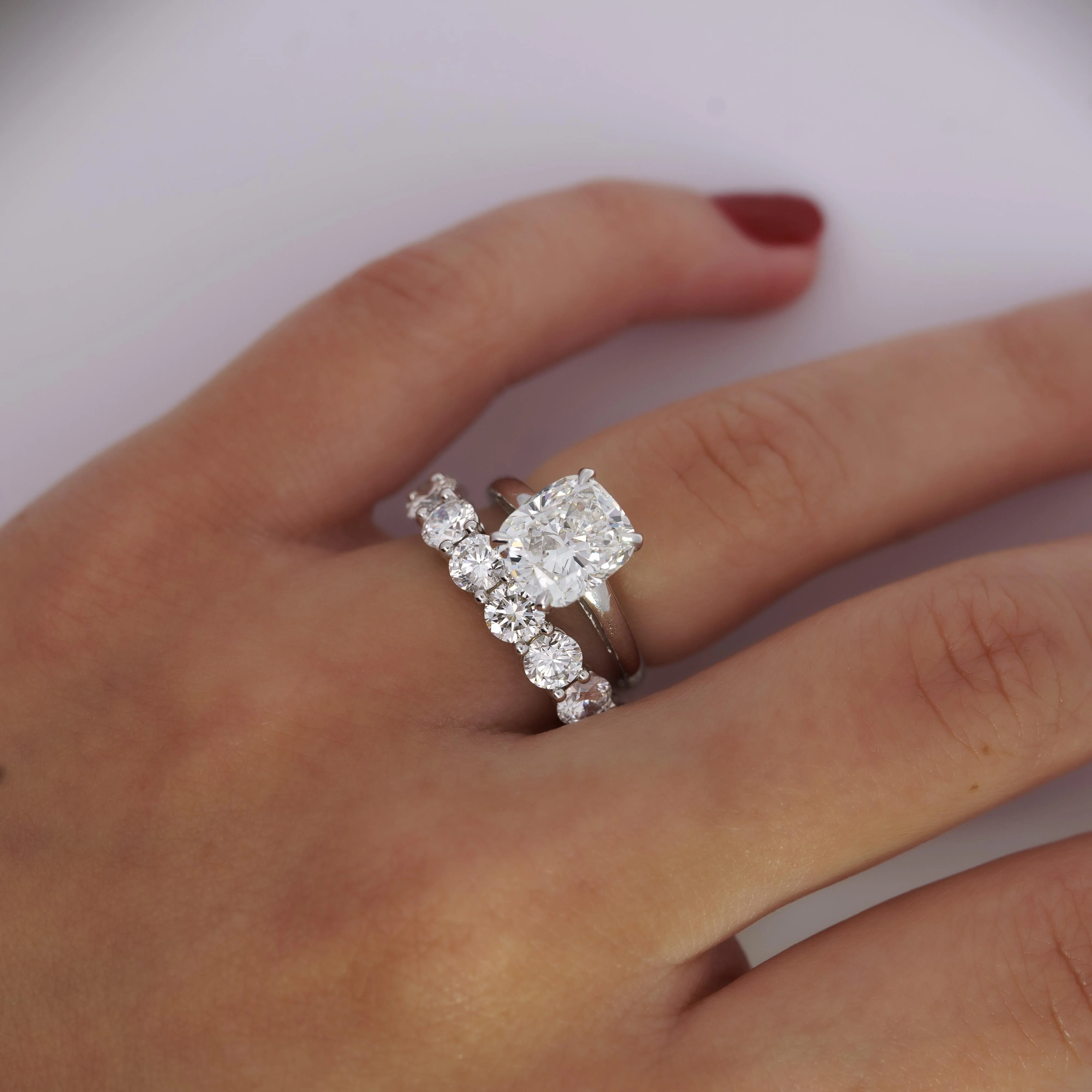 5 Carat Round Lab Grown Diamond Band Ring 14K White Gold 4-Prong Size 7 - Image 6