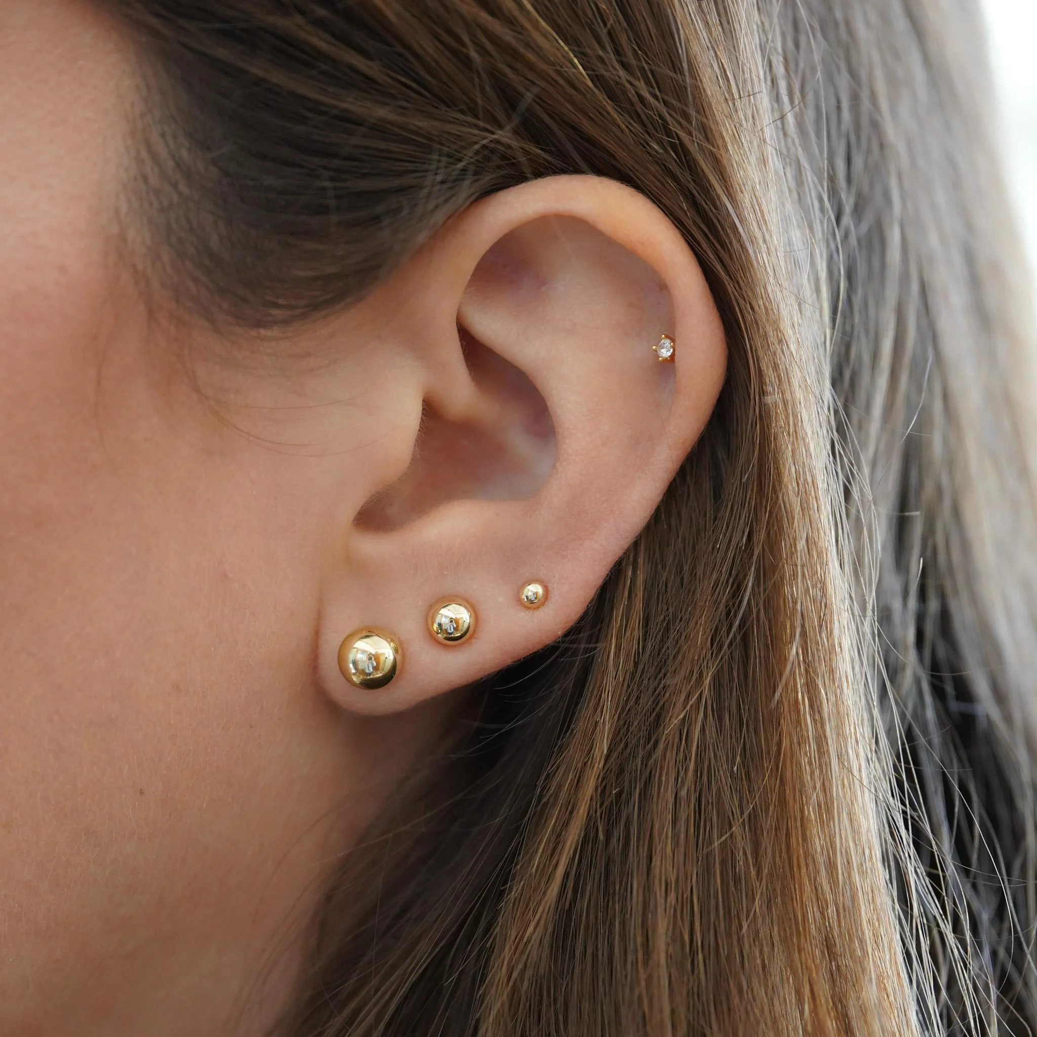 5mm Classic 14K Yellow Gold Ball Stud Earrings In Screw Backs - Image 10