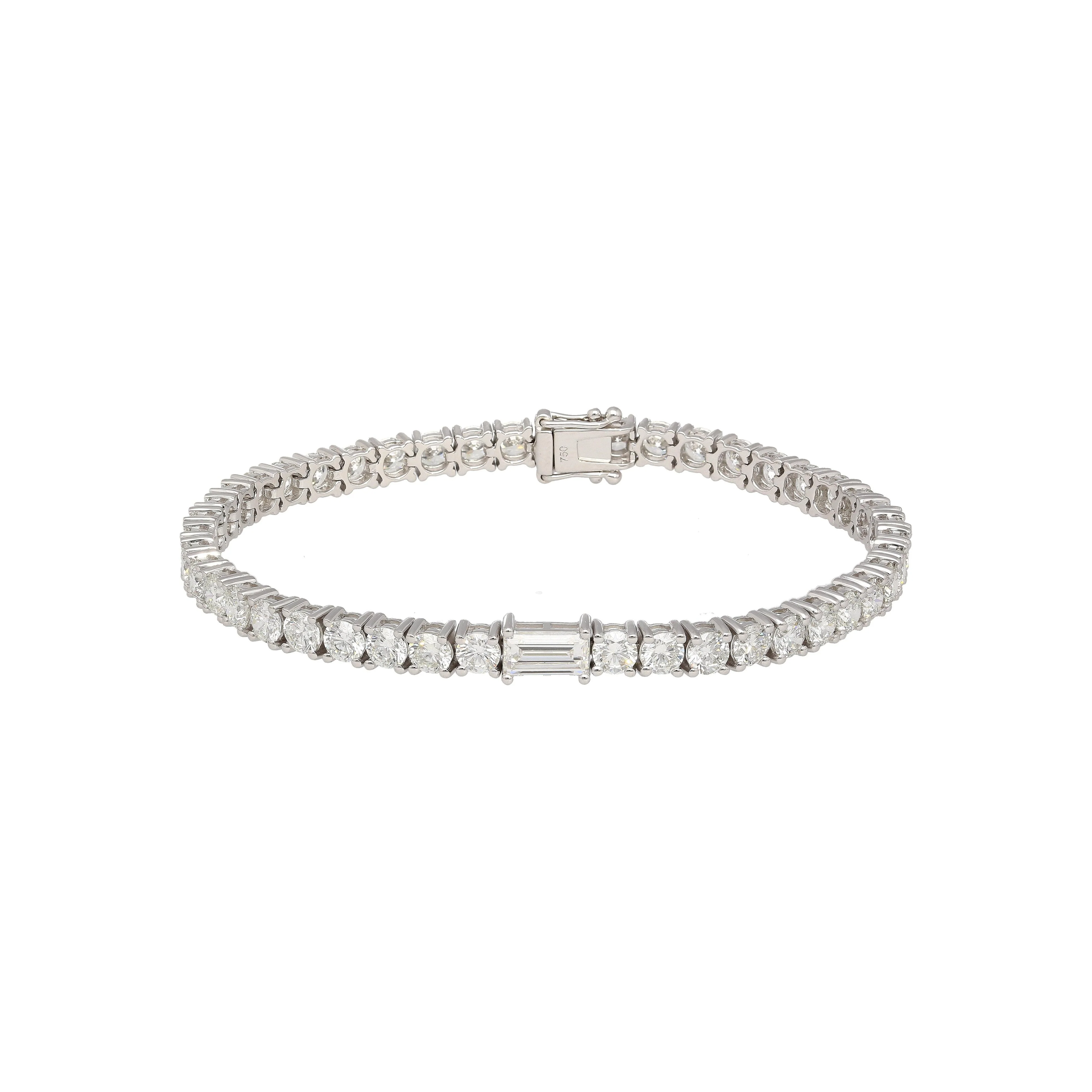 9-5 Carat Round & Emerald Cut Center Lab Diamond Tennis Bracelet in 18K - Image 4