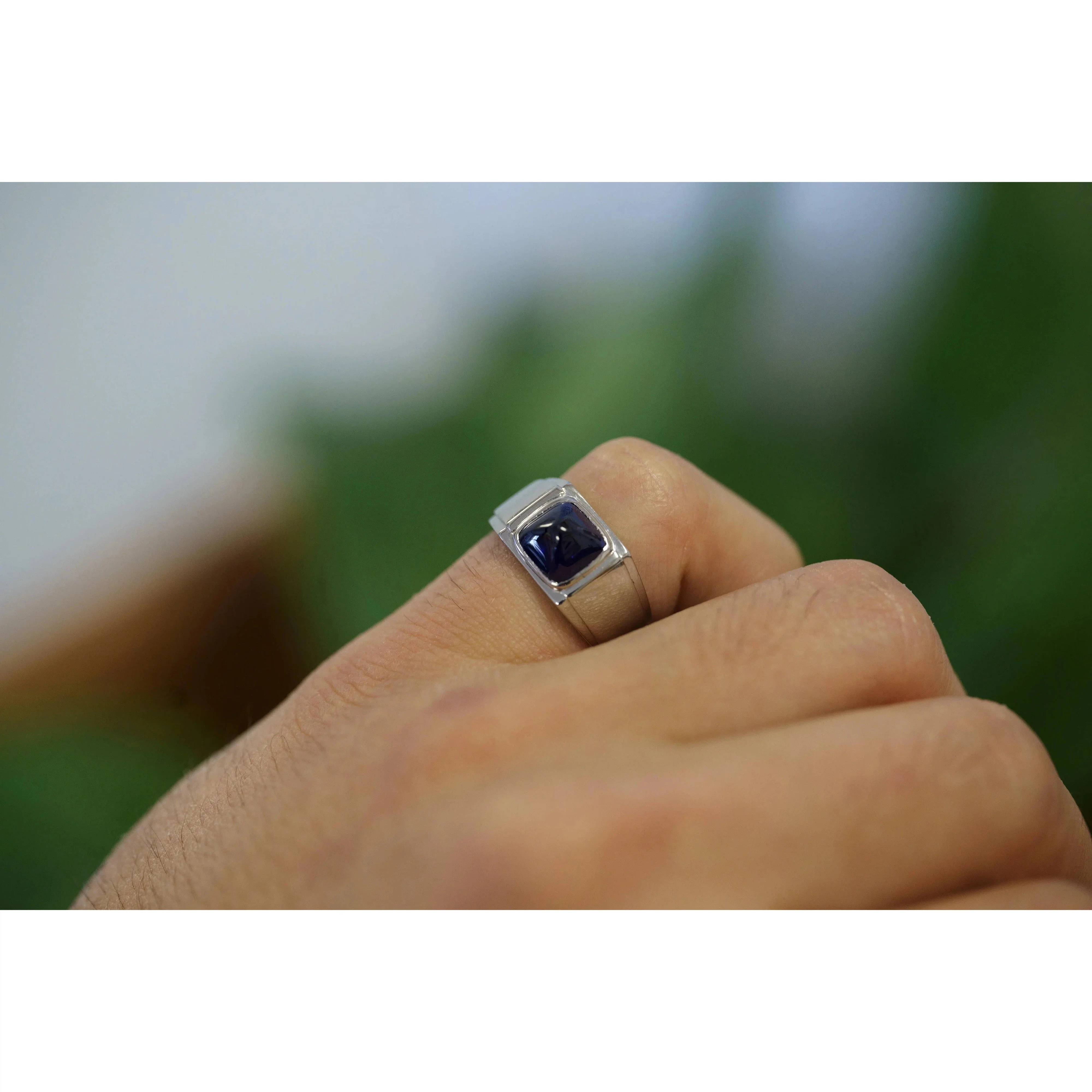 AGL Certified 3.5 Carat No Heat Blue Sapphire Platinum Mens Ring - Image 7