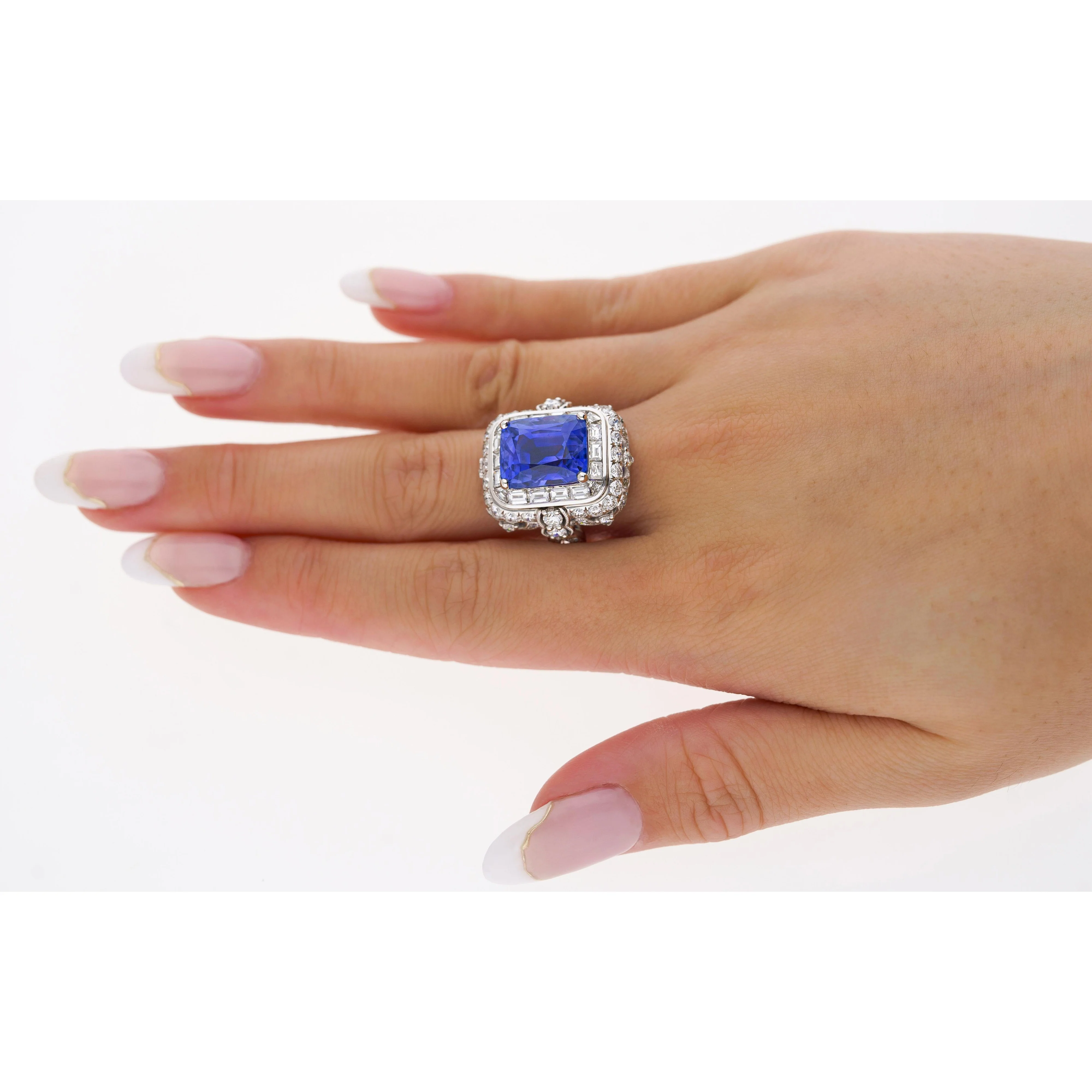 AGL Certified 10.10 Ct No Heat Ceylon Cornflower Blue Sapphire Diamond Ring - Image 9