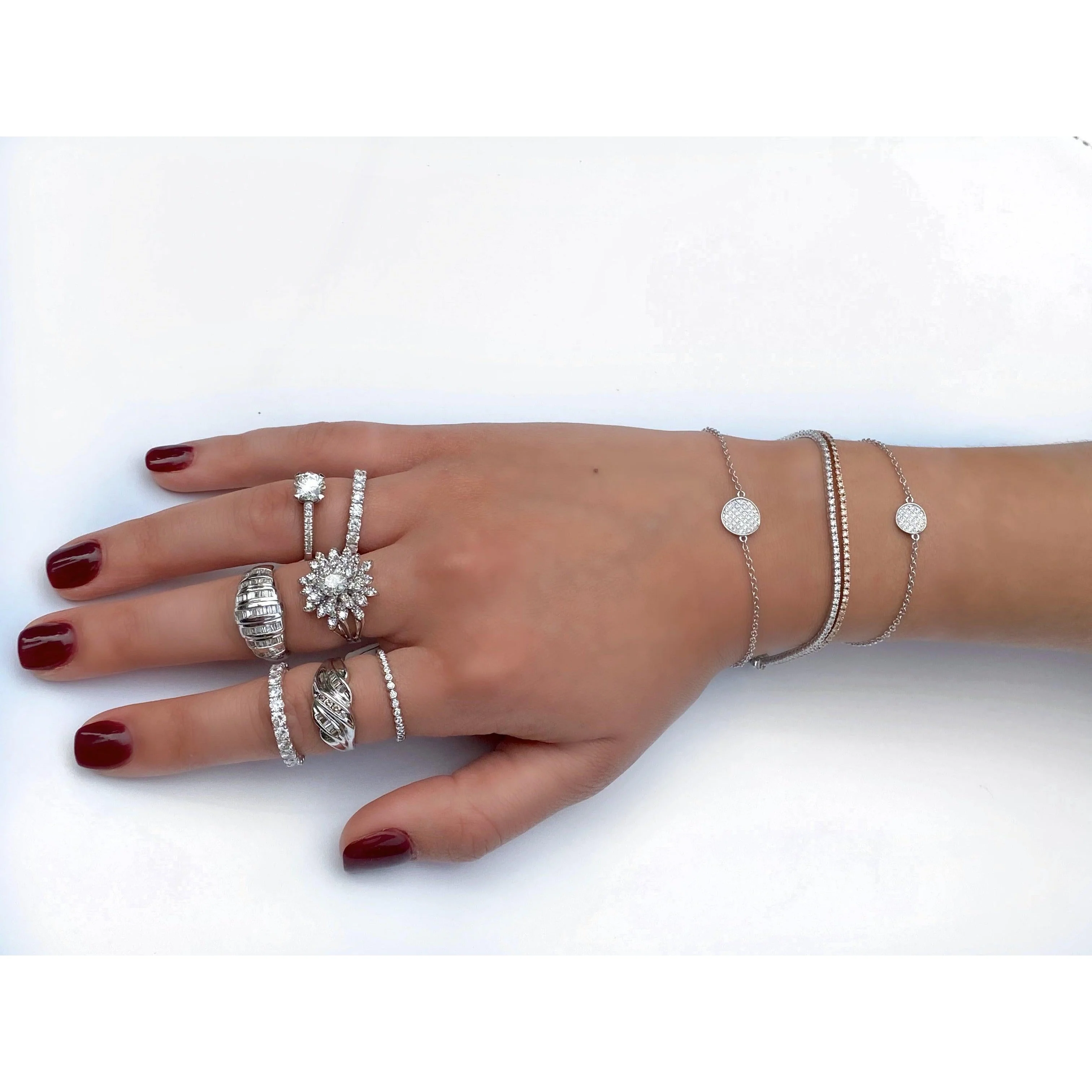 Box Chain Natural Diamond Tennis Bracelet in 18k white gold - Image 5