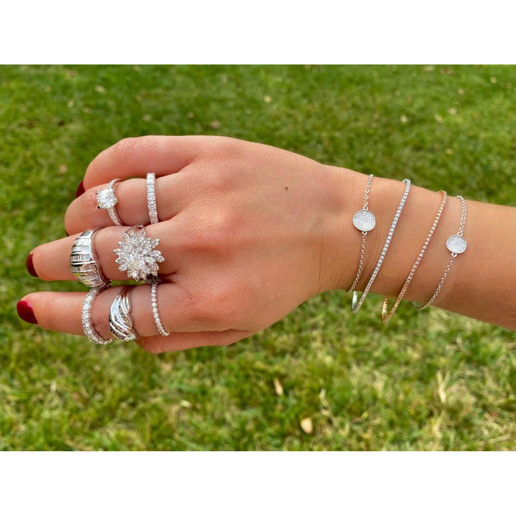 Box Chain Natural Diamond Tennis Bracelet in 18k white gold - Image 6
