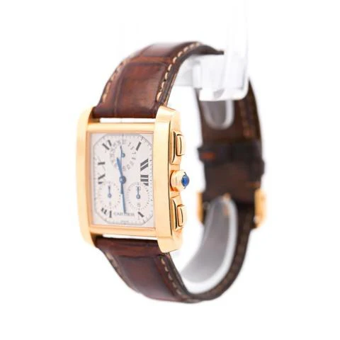 Cartier 18k Gold Tank Francaise Chronograph XL Watch - Image 3