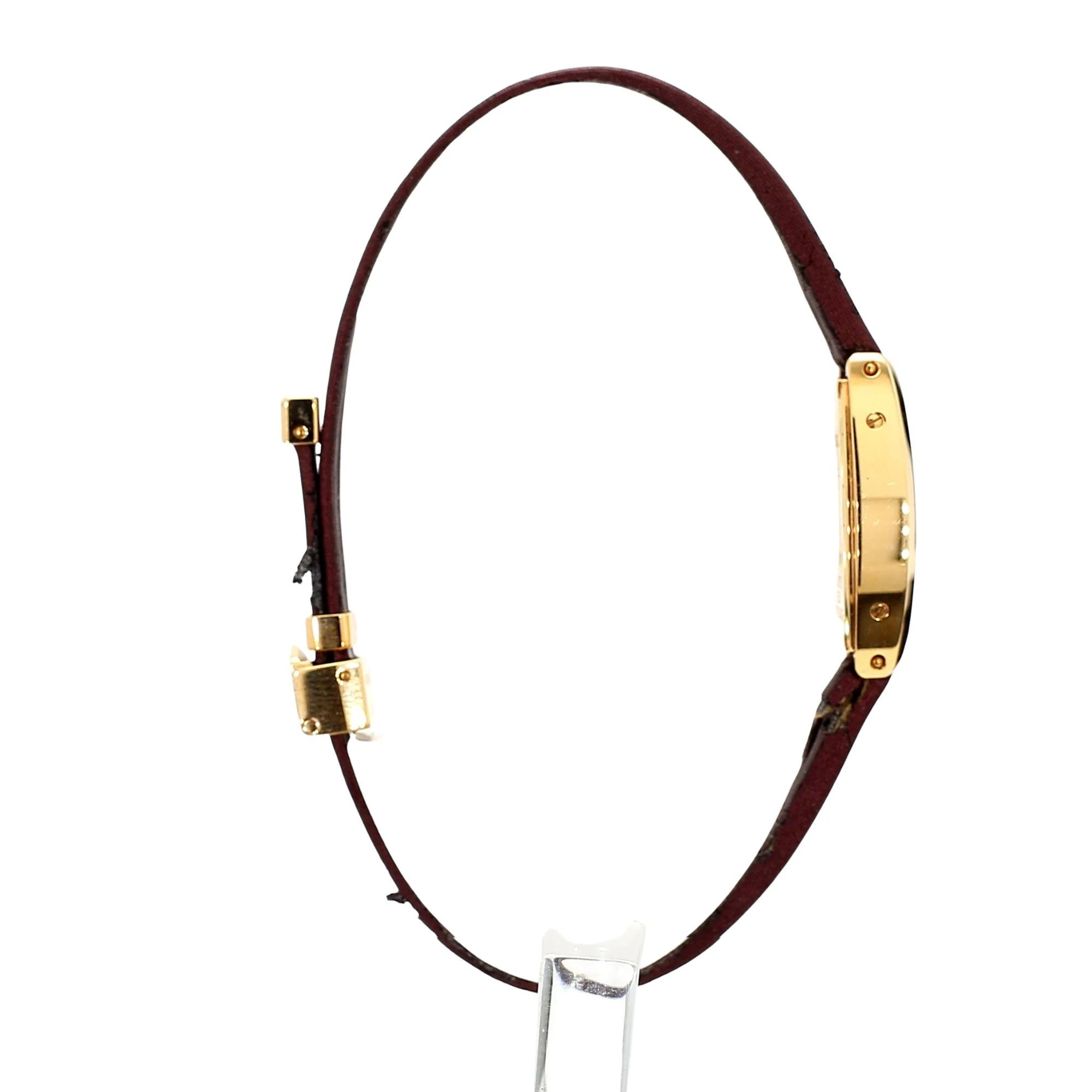 Cartier Mini Tonneau Lanieres 2592 18K Rose Gold Burgundy Strap Quartz Watch - Image 12