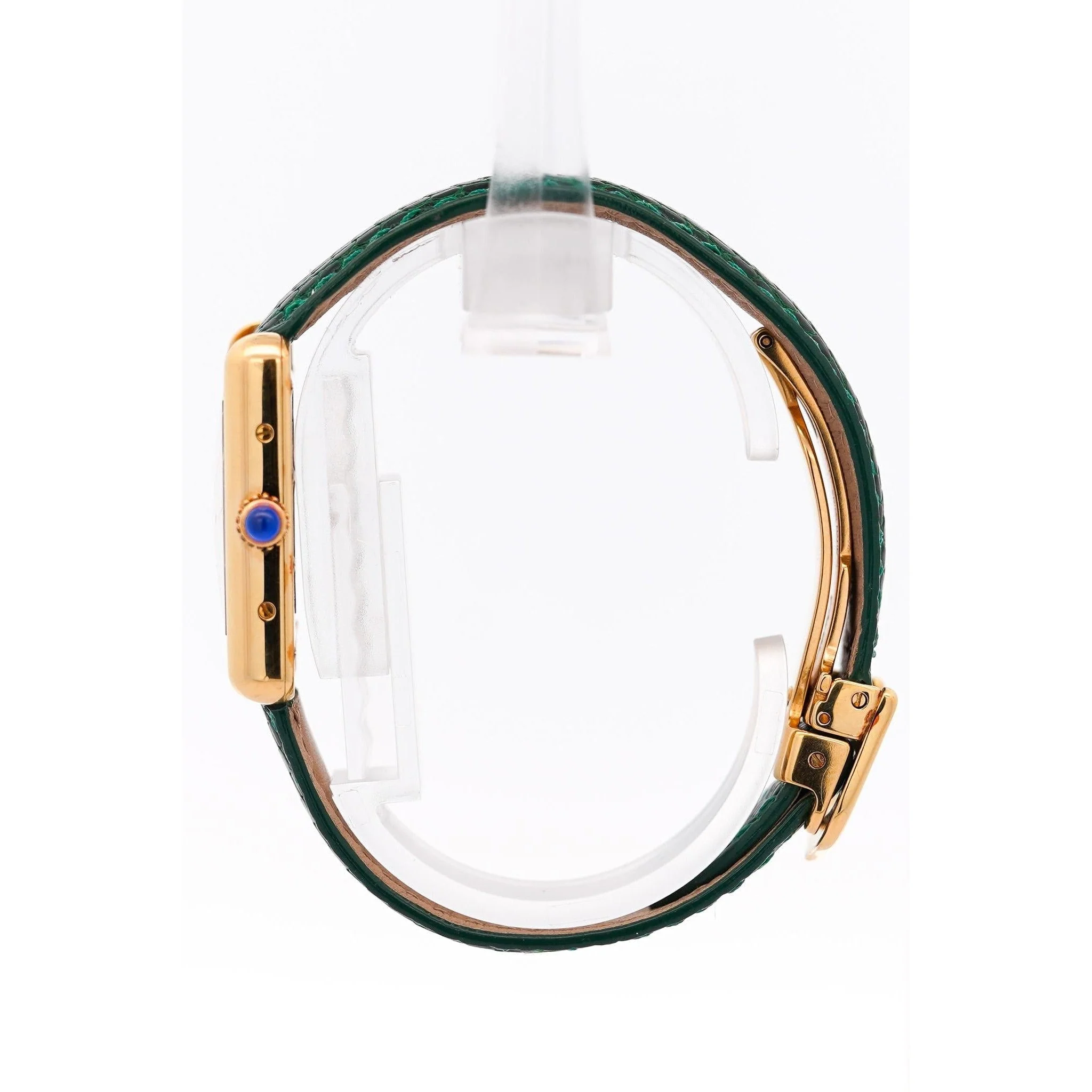 Cartier Must de Tank ref. 2415 Watch On Green/Black Leather With Box & Papers - Image 3