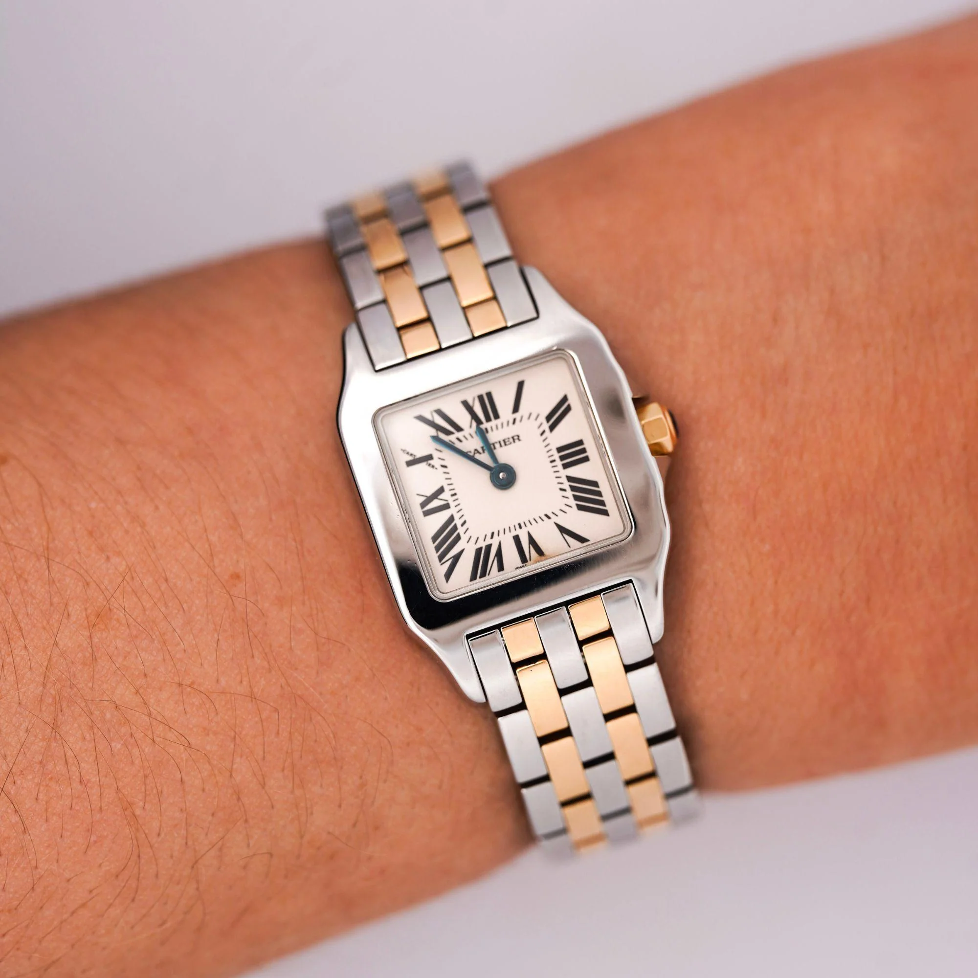 Cartier Santos Demoiselle 2698 Two-Tone Steel & 18K Gold Ladies Bracelet Watch - Image 2