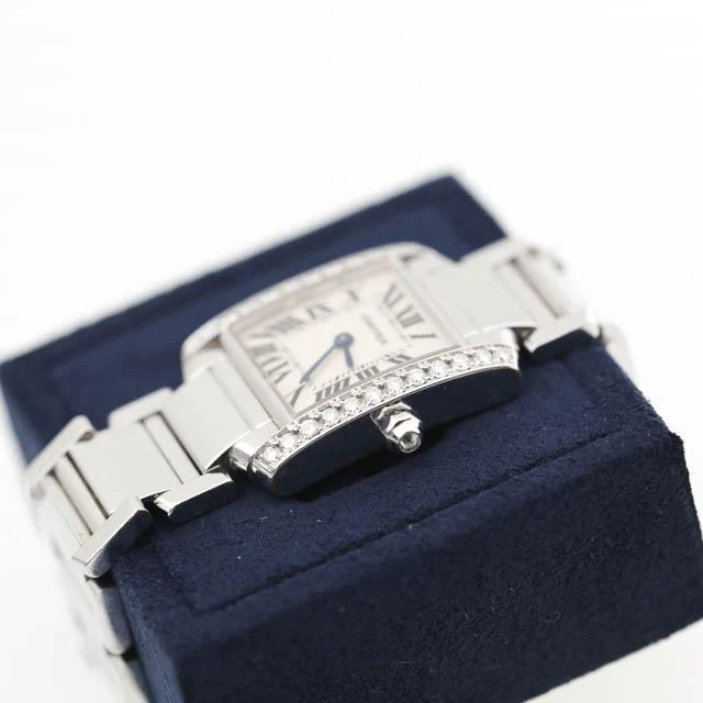 Cartier Tank Française 2403 18K White Gold Diamond Bezel Quartz 21mm Watch - Image 7