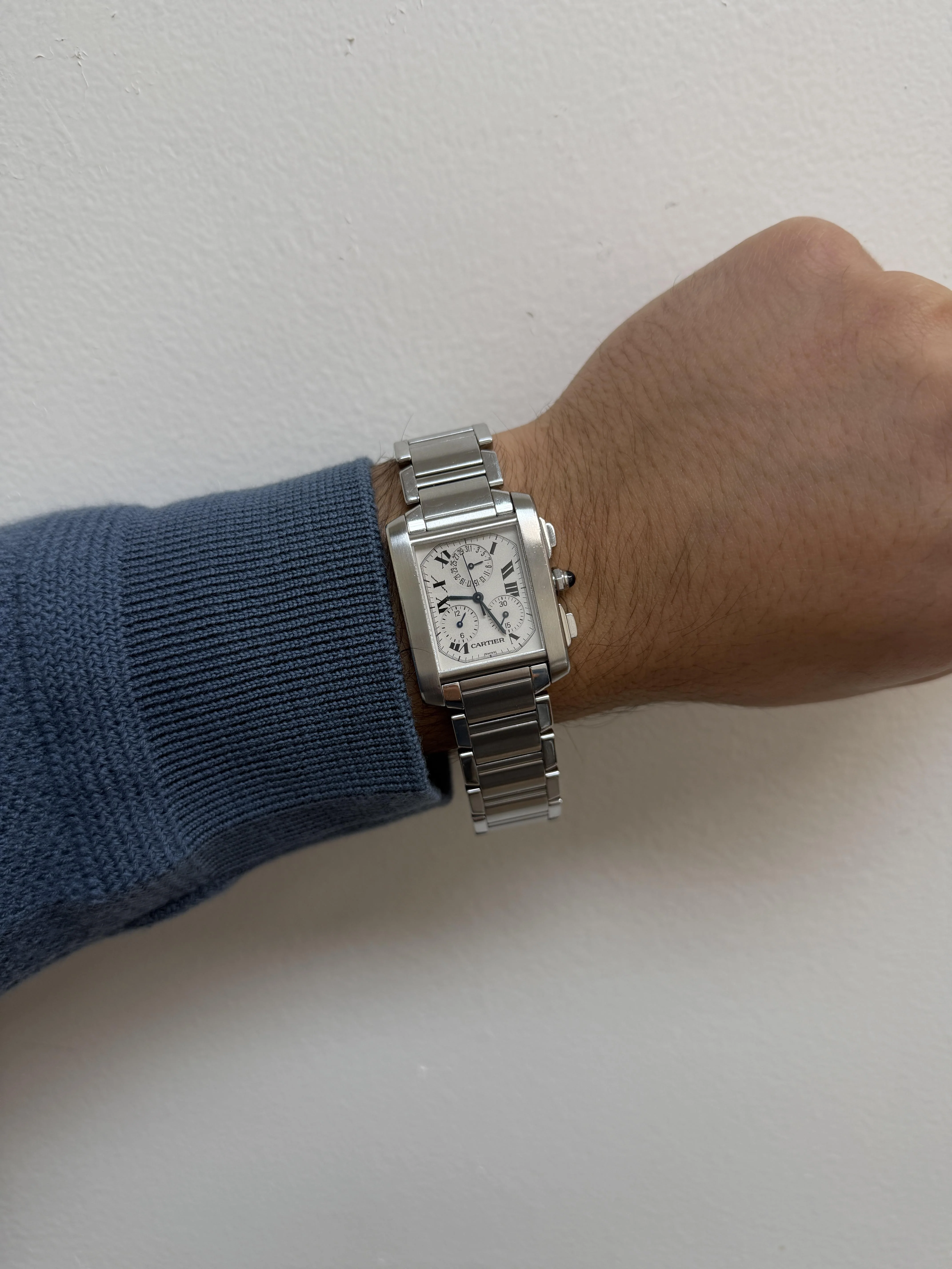 Cartier Tank Francaise Chronoflex Ref 2303 Stainless Steel Quartz Chrono Watch - Image 5