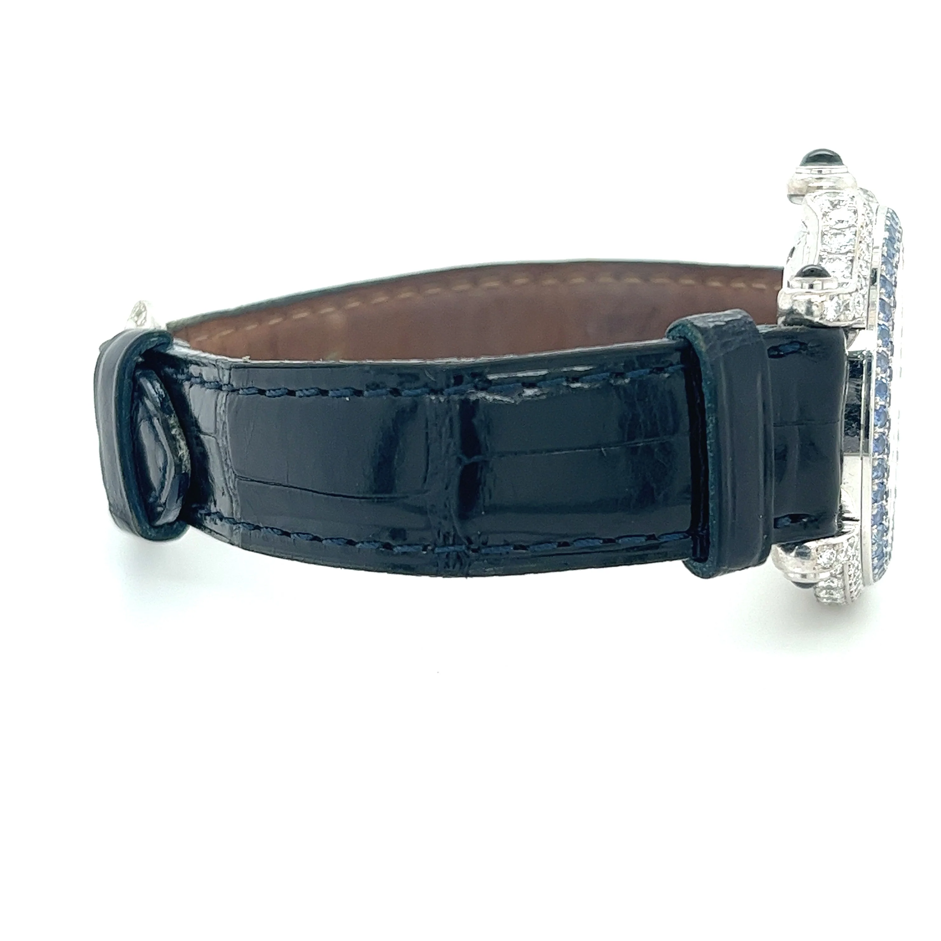 Chopard 18K White Gold Happy Sport Blue Sapphire and Diamond Watch | Pouch & Papers - Image 6