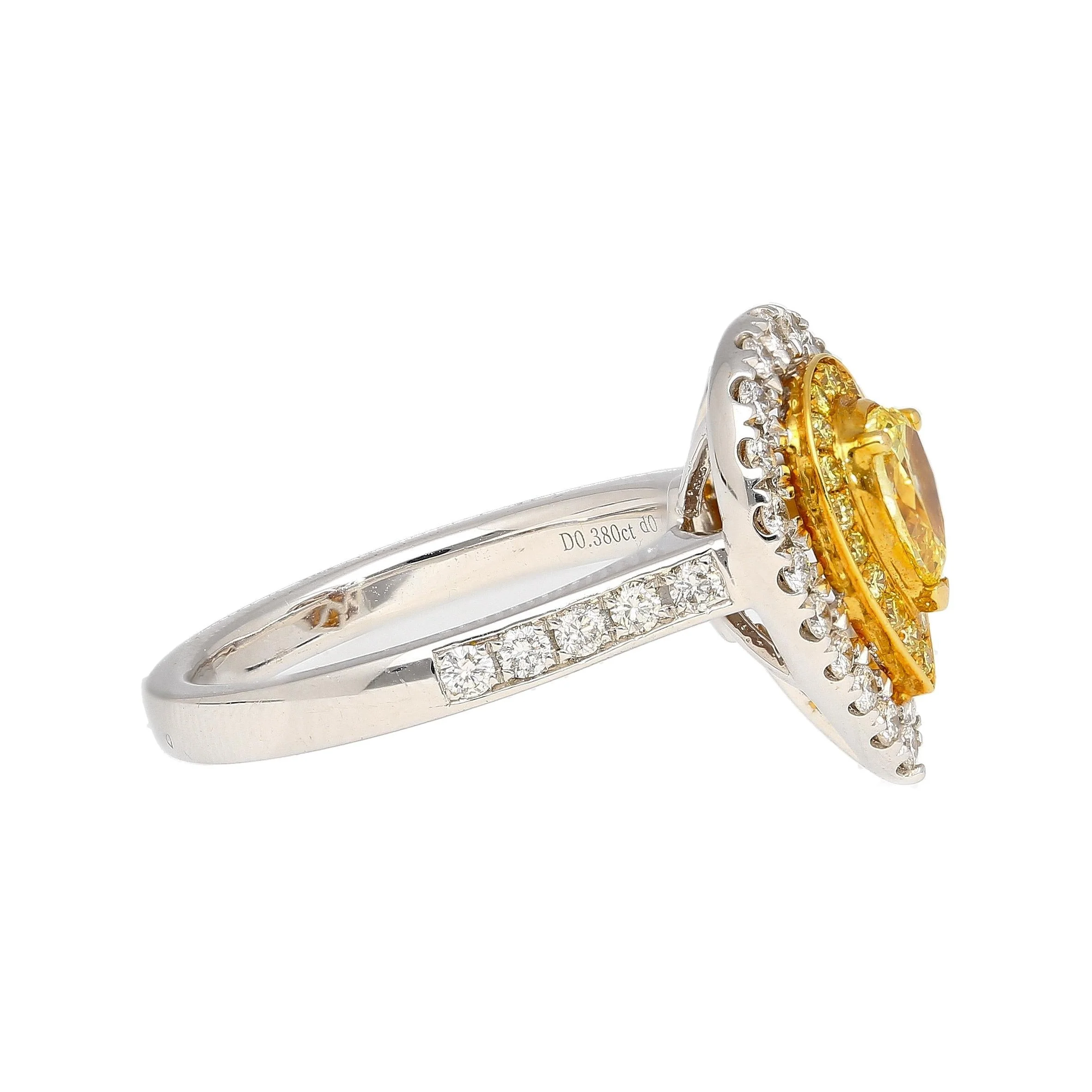 EGL Certified 1.05 Carat Fancy Vivid Yellow Diamond Pear Shape Ring - Image 5