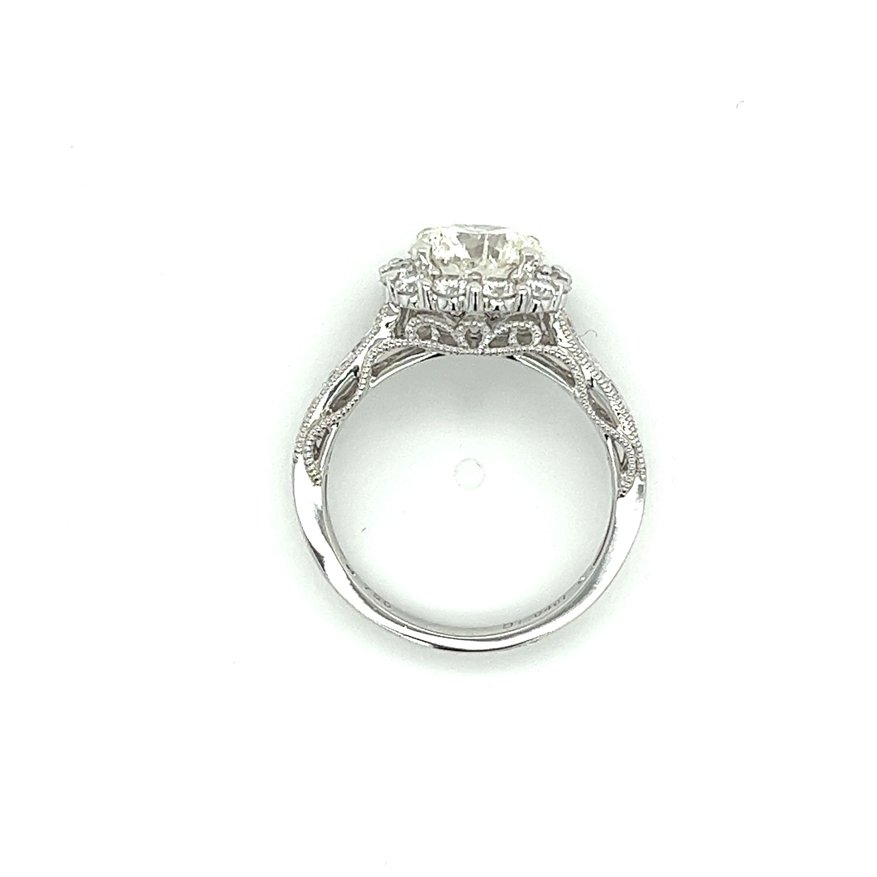 2.16 Carat Natural Round Diamond Ring & Diamond Halo with Diamond Side Stones - Image 4