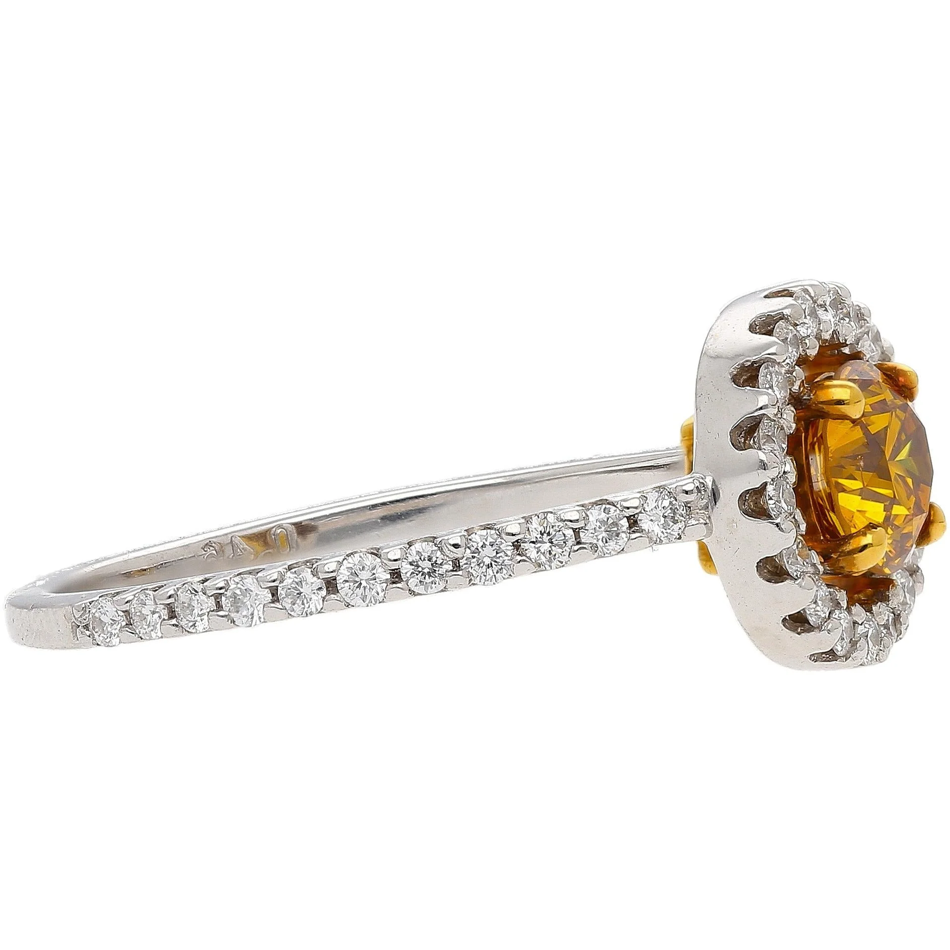 GIA Certified 0.46 Carat Fancy Deep Orange Yellow Diamond Engagement Ring - Image 4