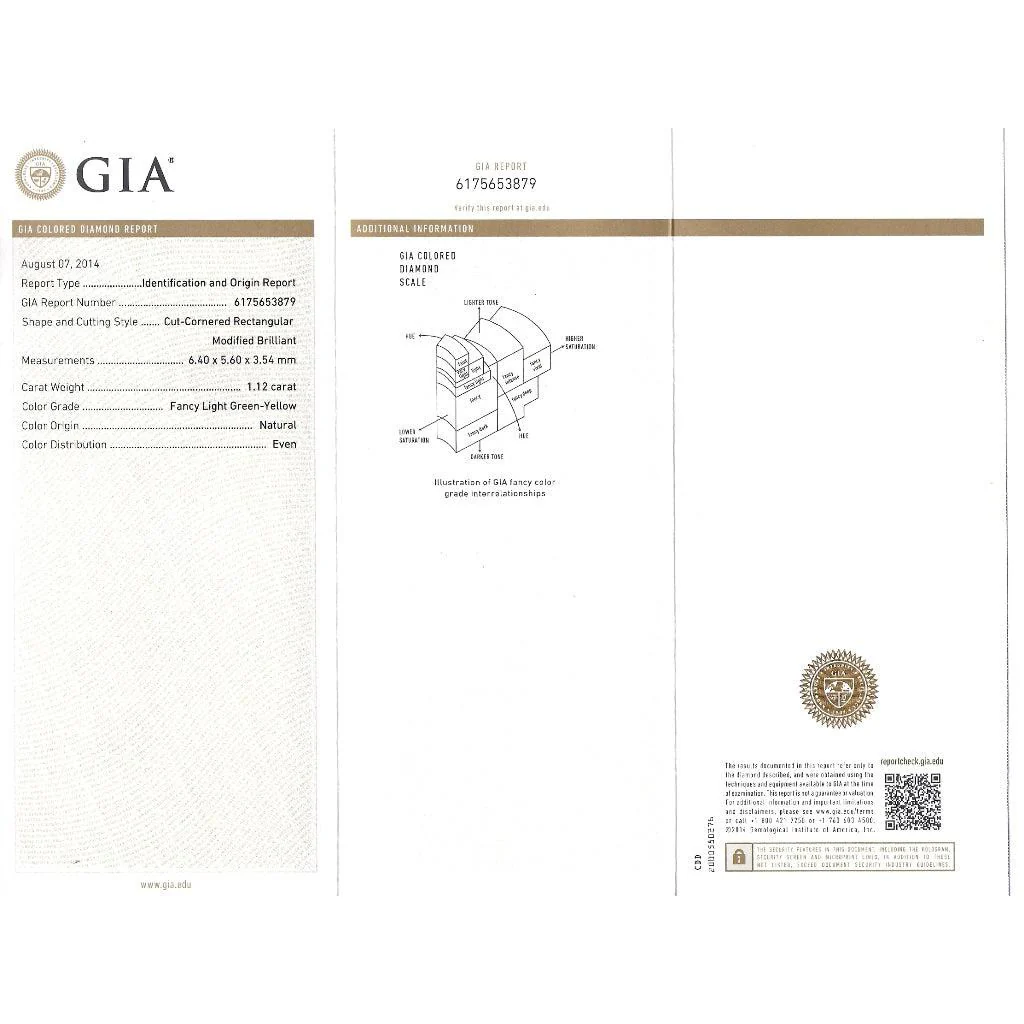 GIA Certified 1.12 carat Radiant Cut Fancy Light Green-Yellow Diamond and Diamond Halo Ring - Image 8