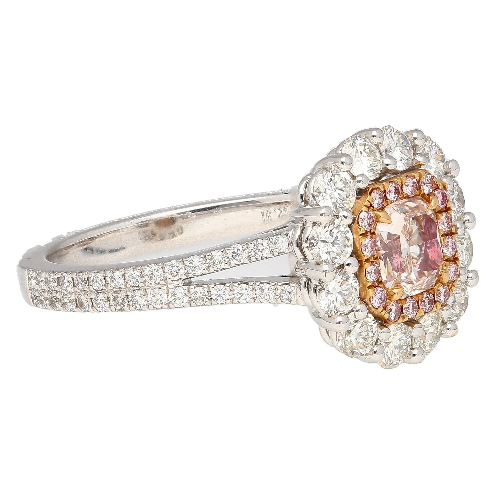 GIA Certified 1.51 CTTW Fancy Light Brown Pink Internally Flawless Diamond Ring - Image 3
