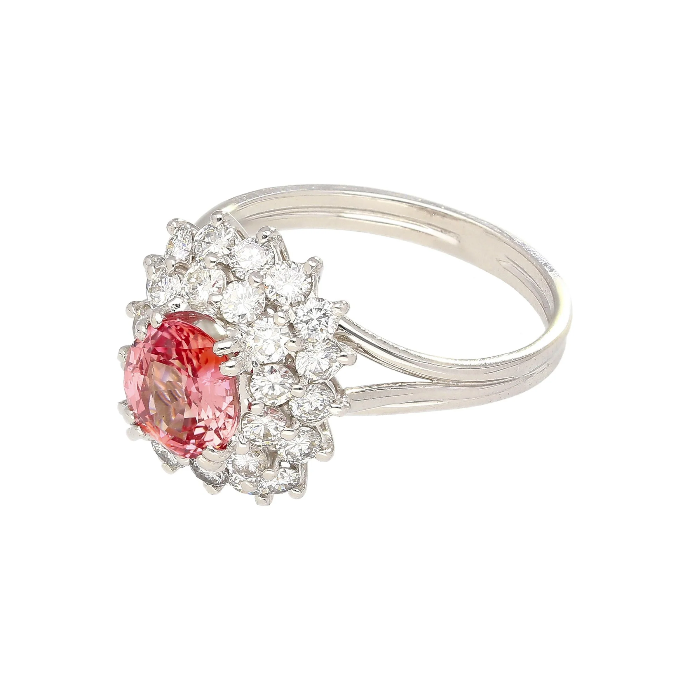 GIA Certified 1.63ct Padparadscha Sapphire & Diamond Ring - Image 5