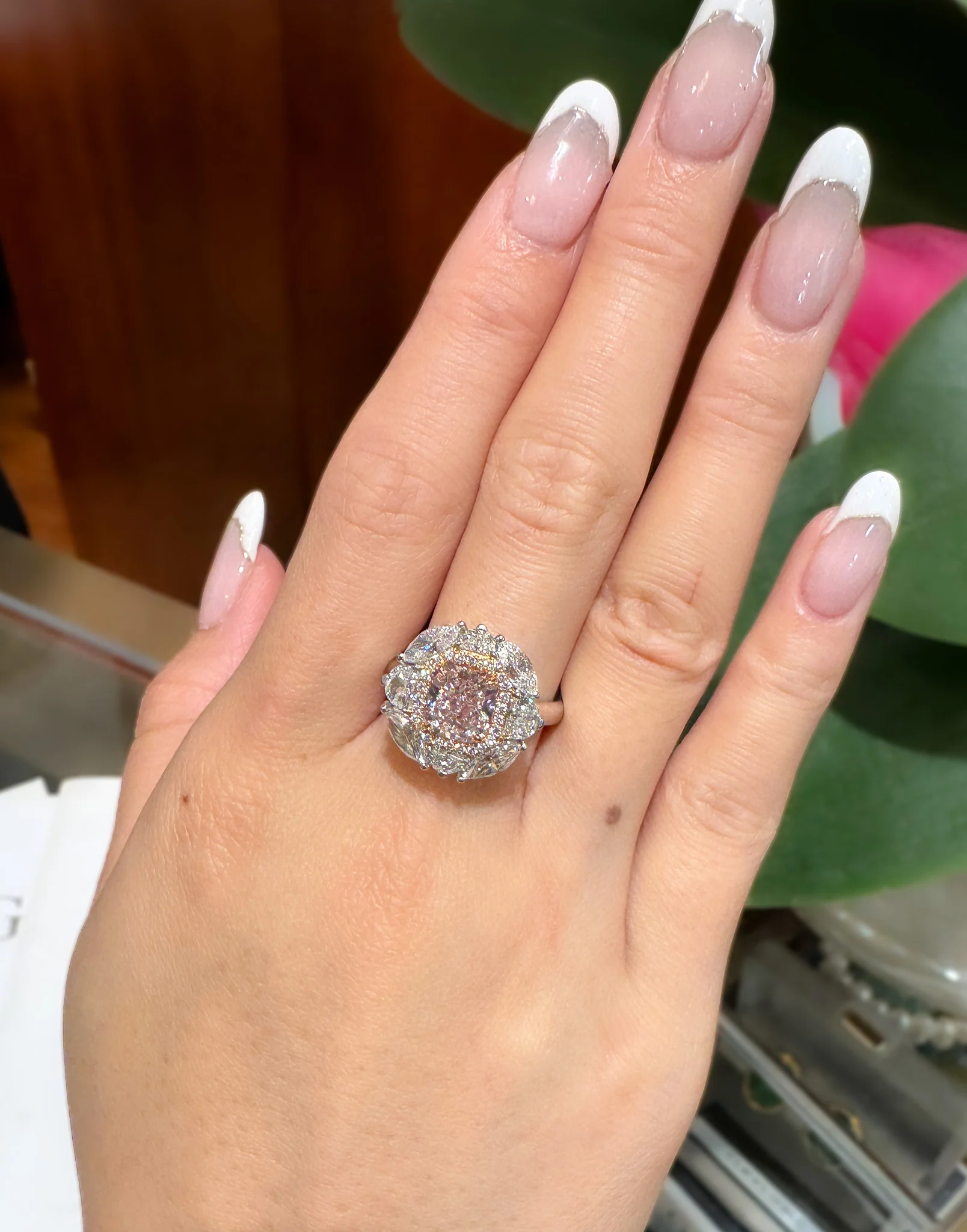 GIA Certified 1.69 Carat Radiant Cut Fancy Brownish Pink Diamond Engagement Ring - Image 6